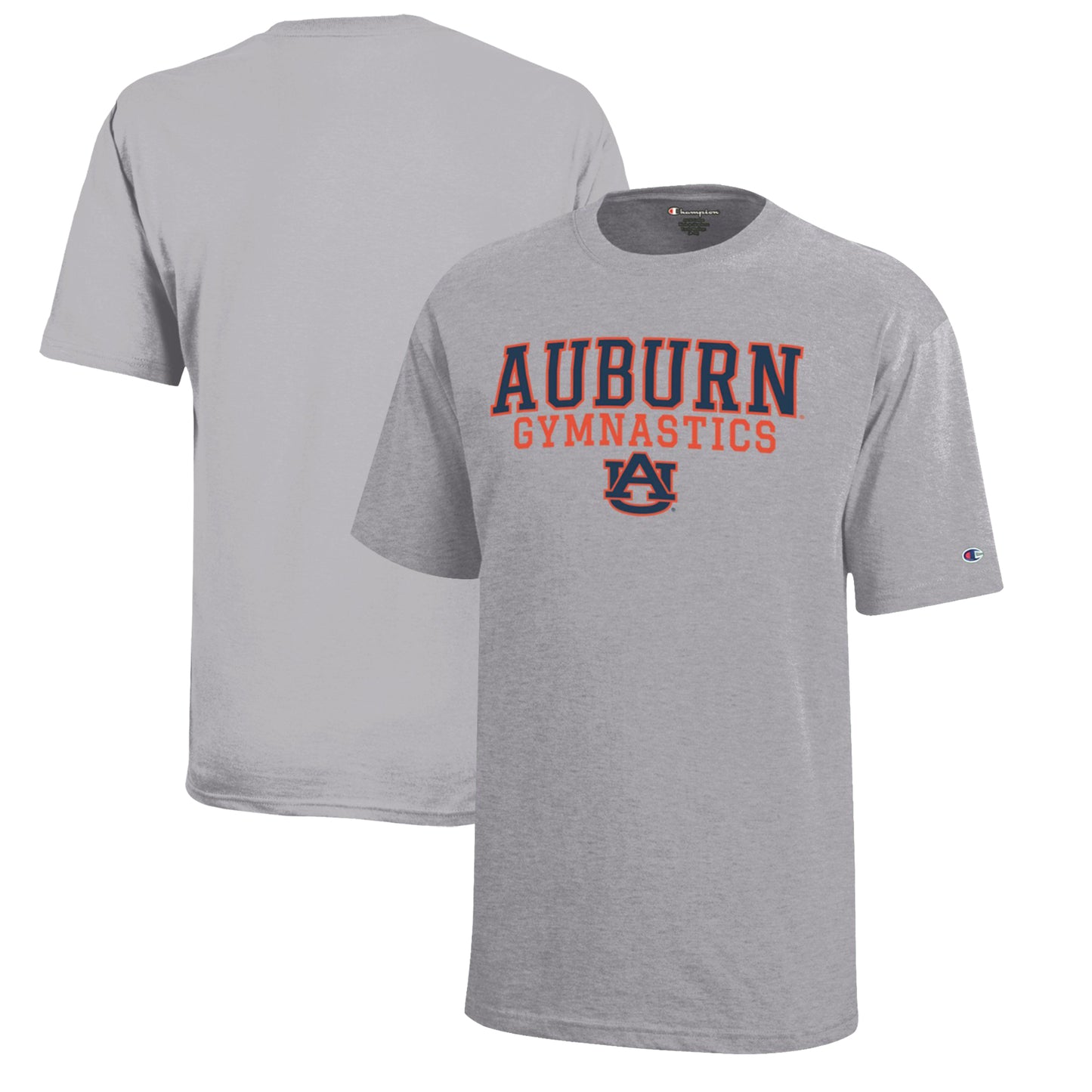 Youth Champion Gray Auburn Tigers Stacked Logo Gymnastics T-Shirt