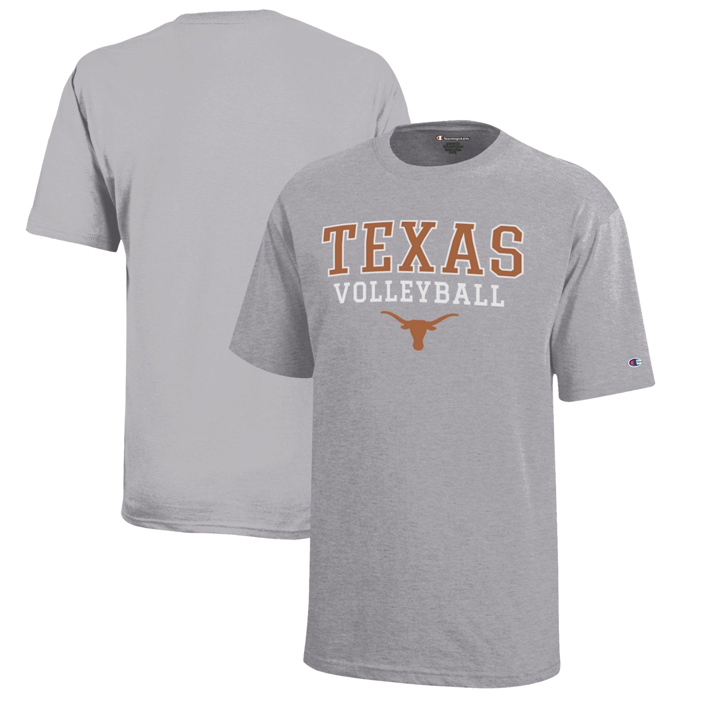 Youth Champion Gray Texas Longhorns Stacked Logo Volleyball T-Shirt