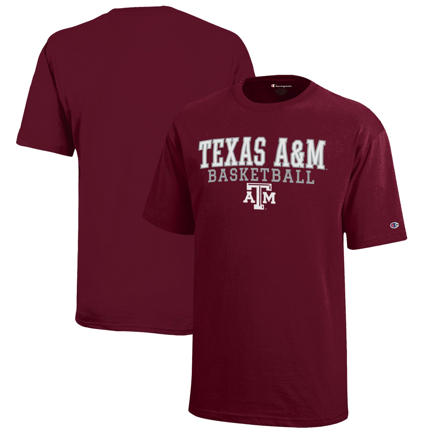 Youth Champion Maroon Texas A&M Aggies Stacked Logo Basketball T-Shirt