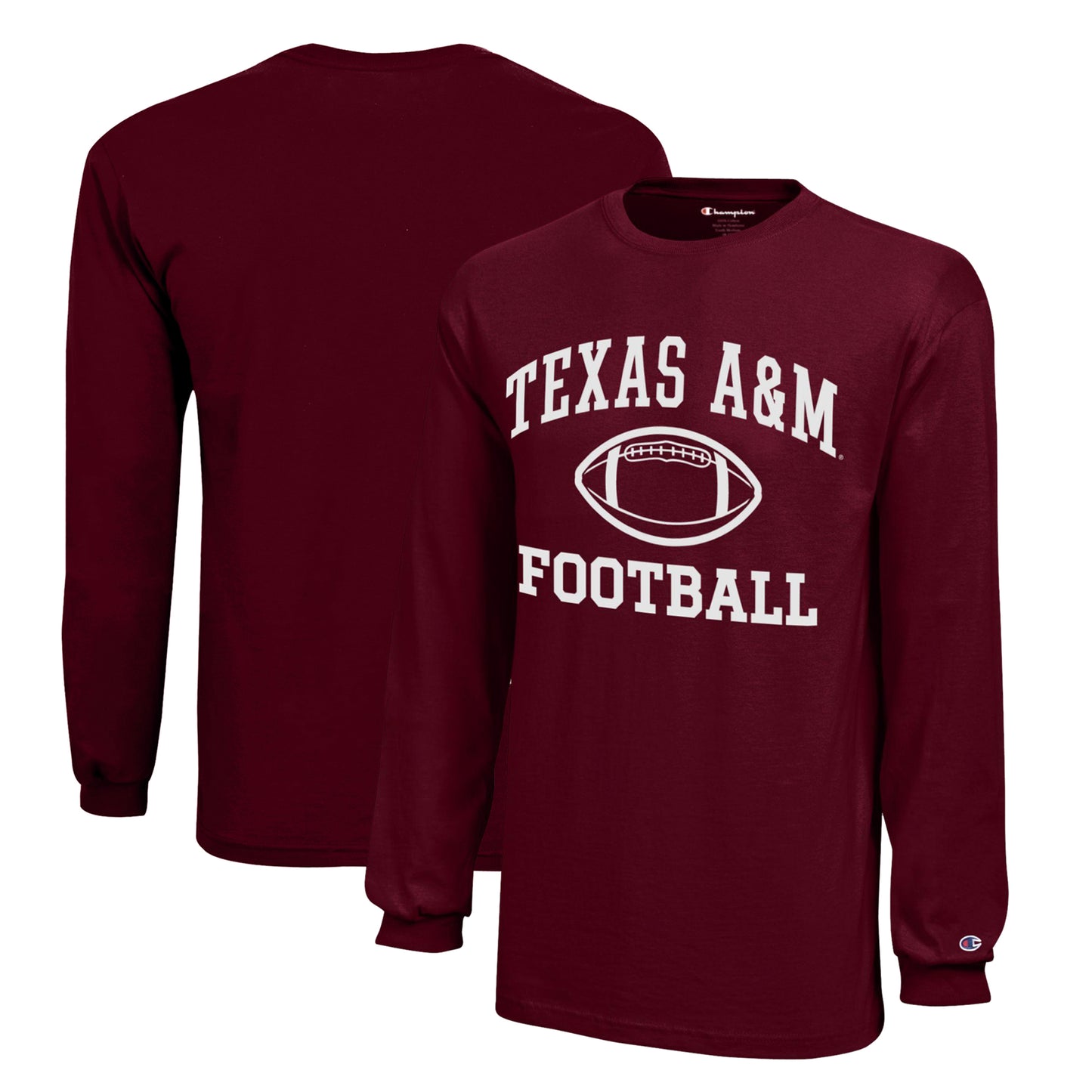 Youth Champion Maroon Texas A&M Aggies Icon Logo Long Sleeve Football T-Shirt