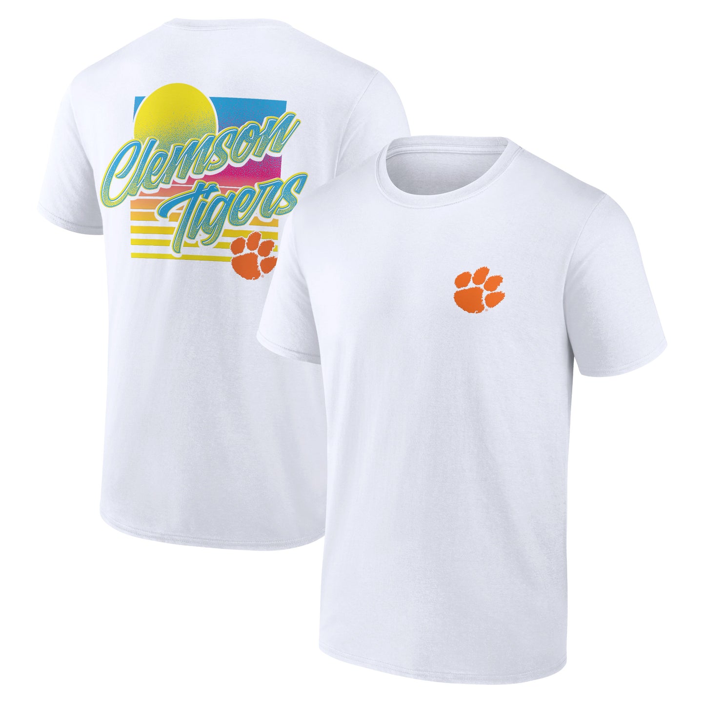 Men's White Clemson Tigers High Hurdles T-Shirt