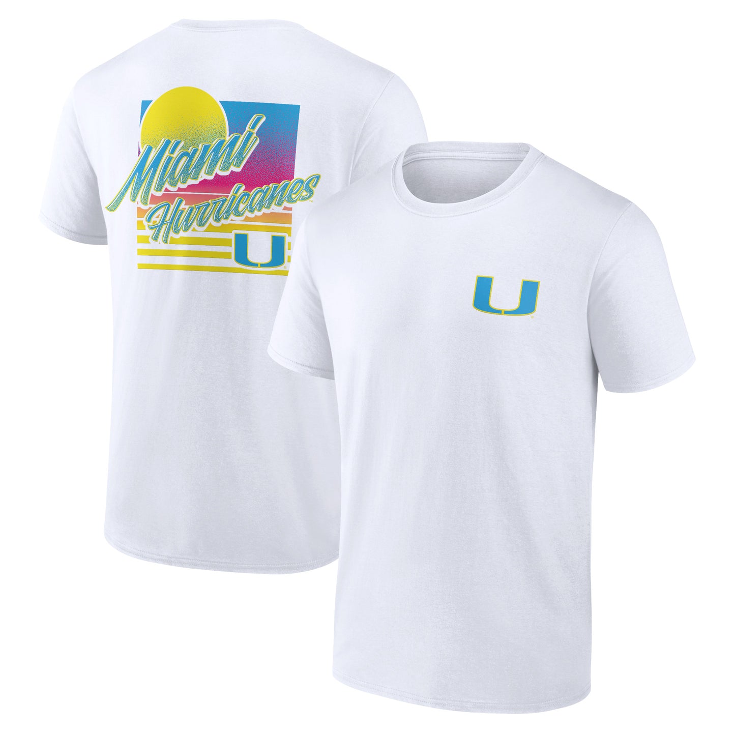 Men's White Miami Hurricanes High Hurdles T-Shirt