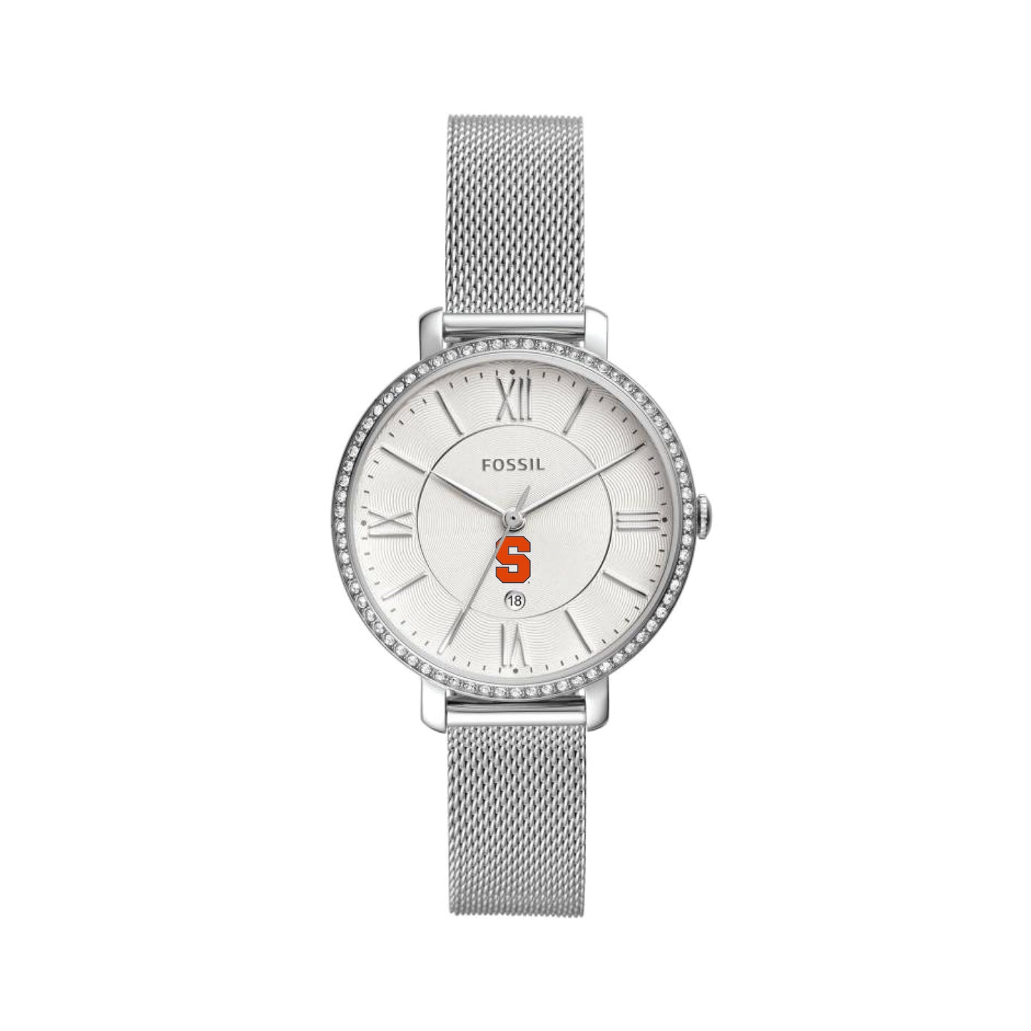 Women's Fossil Silver Syracuse Orange Jacqueline Stainless Steel Mesh Watch
