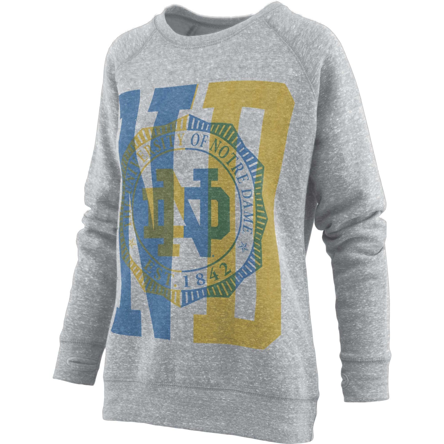 Women's Pressbox Heather Gray Notre Dame Fighting Irish Knobi Raglan Pullover Sweatshirt
