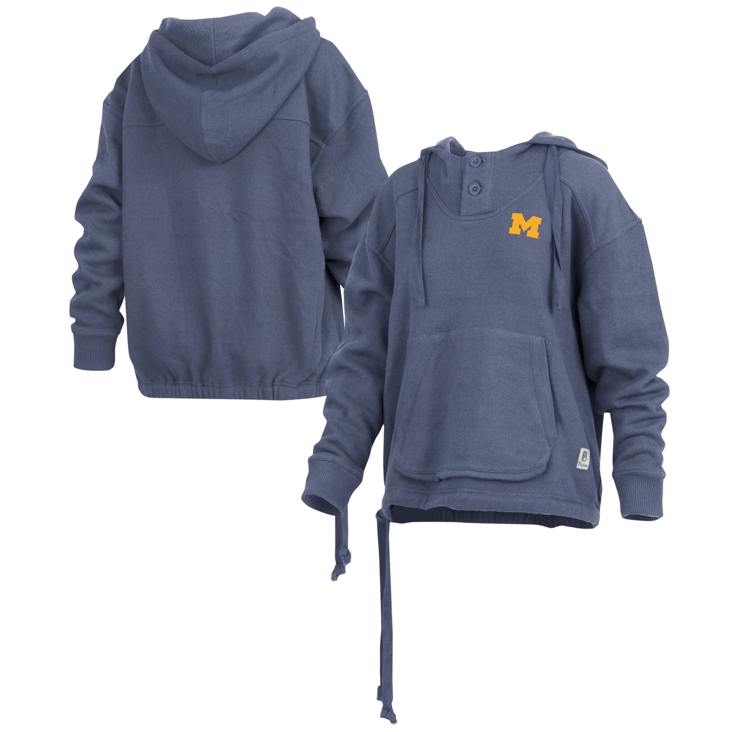 Women's Pressbox Navy Michigan Wolverines Amore Keisha Button Pullover Hoodie