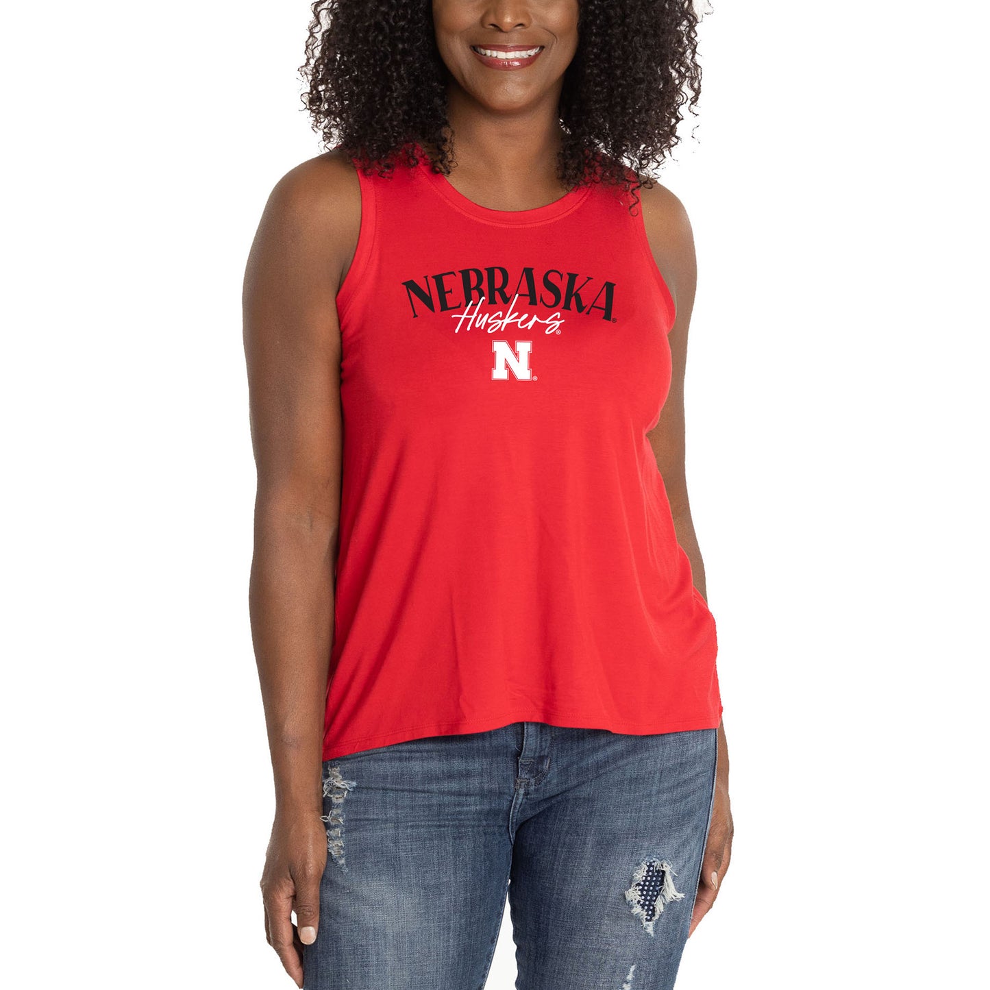 Women's Scarlet Nebraska Huskers Hannah High Neck Tank Top