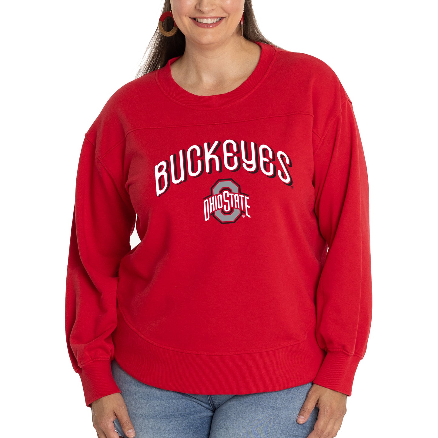 Women's Scarlet Ohio State Buckeyes Yvette Pullover Sweatshirt