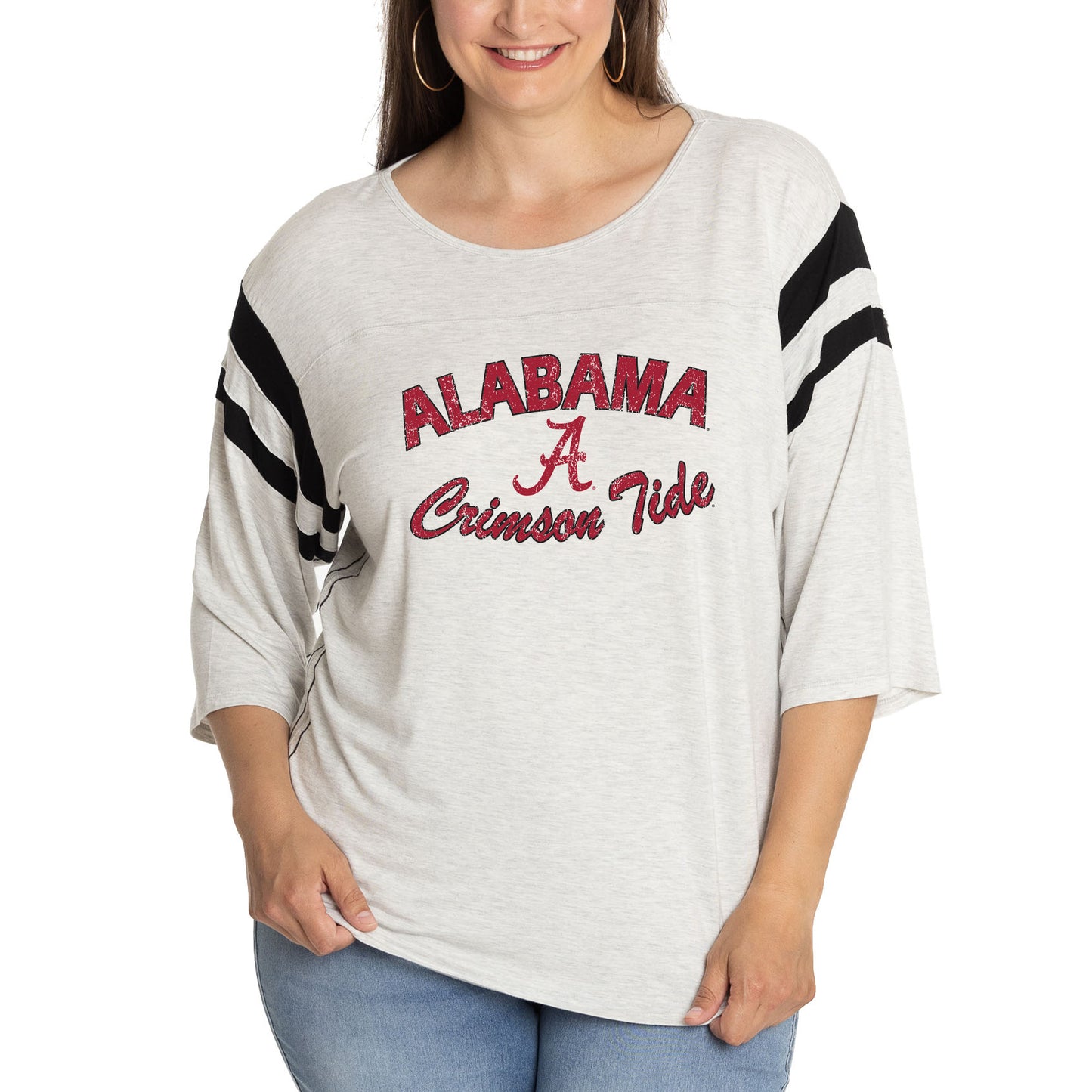 Women's Ash Alabama Crimson Tide Sabrina 3/4-Sleeve Jersey T-Shirt