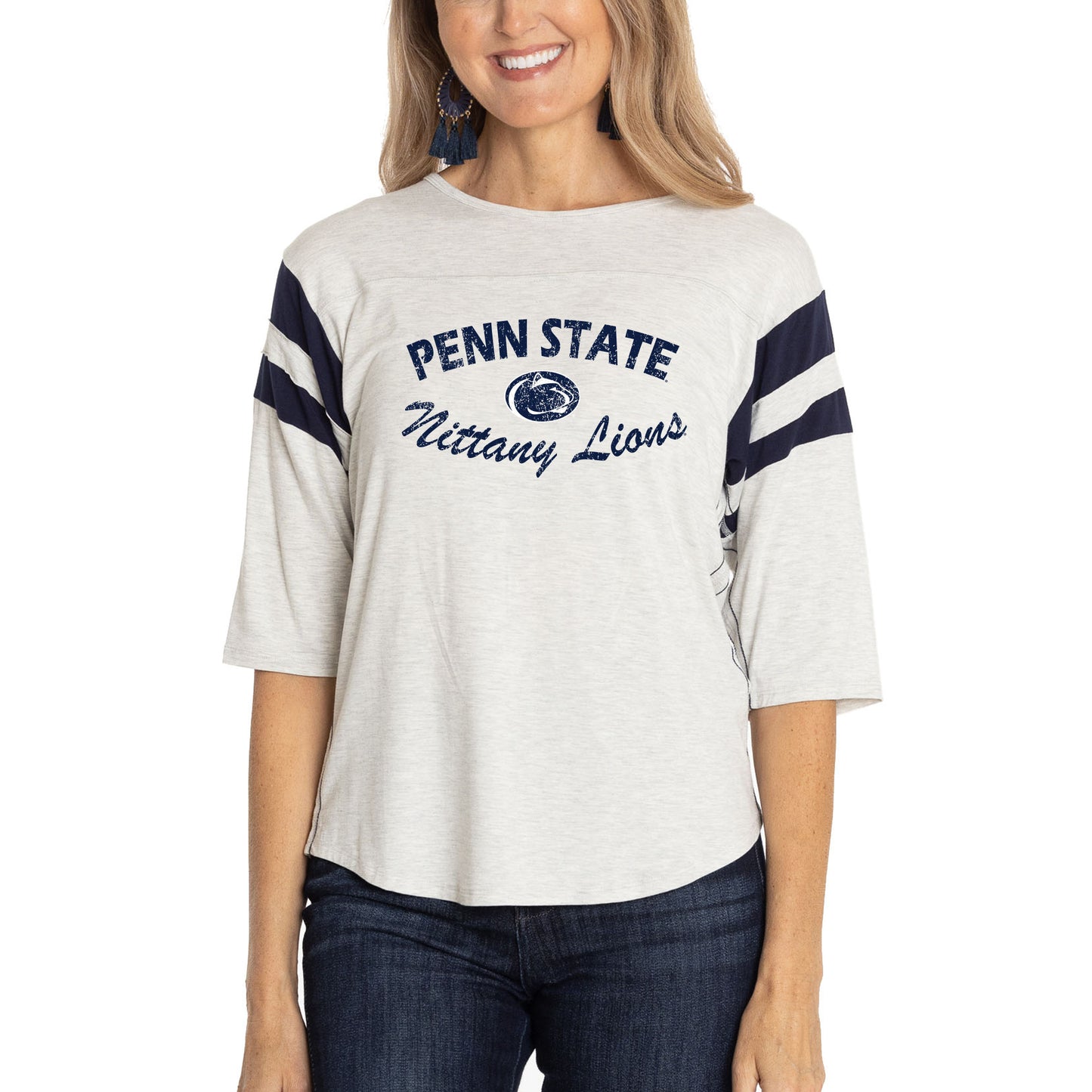 Women's Ash Penn State Nittany Lions Sabrina 3/4-Sleeve Jersey T-Shirt