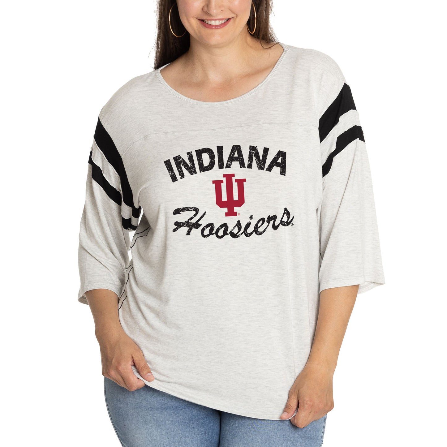 Women's Ash Indiana Hoosiers Sabrina 3/4-Sleeve Jersey T-Shirt