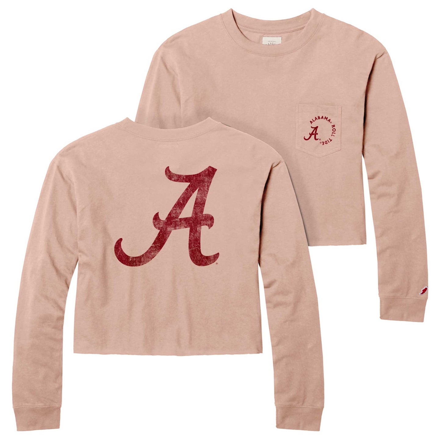 Women's League Collegiate Wear Light Pink Alabama Crimson Tide Clothesline Midi Long Sleeve Cropped T-Shirt