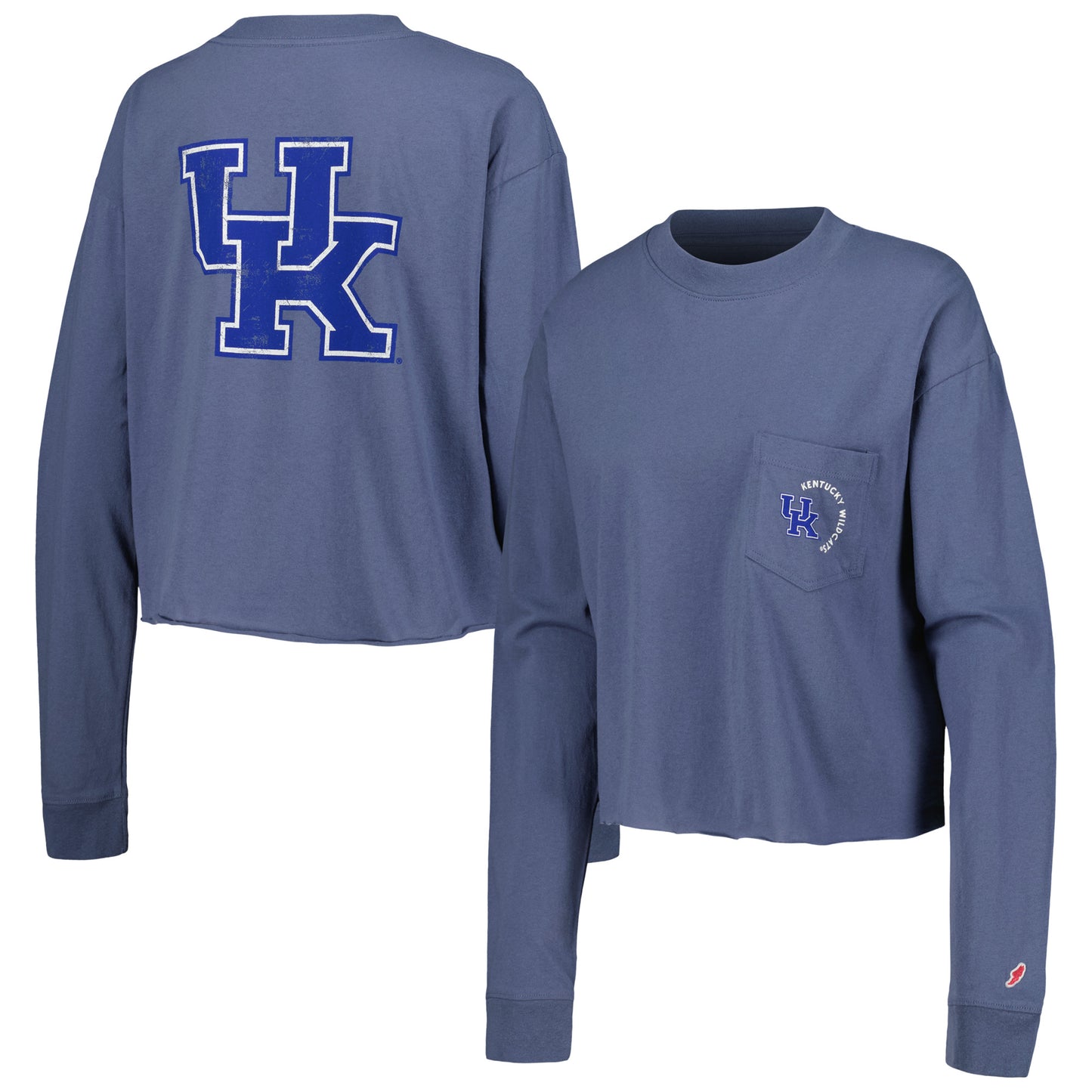 Women's League Collegiate Wear Navy Kentucky Wildcats Clothesline Midi Long Sleeve Cropped T-Shirt