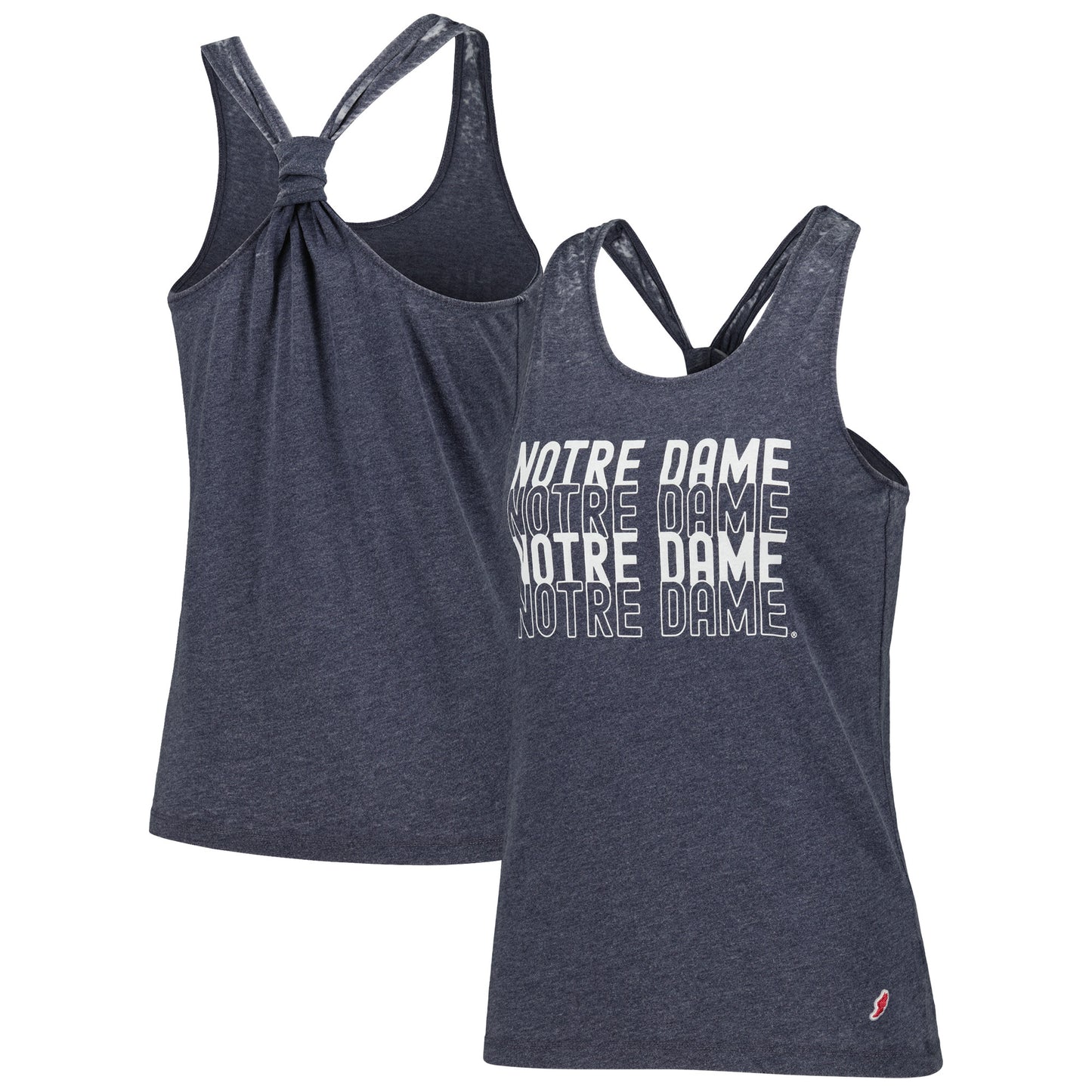 Women's League Collegiate Wear Navy Notre Dame Fighting Irish Stacked Name Racerback Tank Top