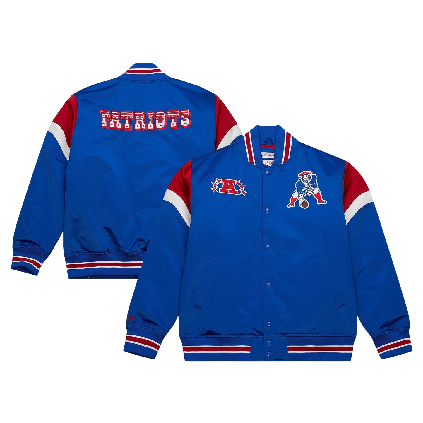 Men's Mitchell & Ness Royal New England Patriots Big & Tall Satin Full-Snap Jacket
