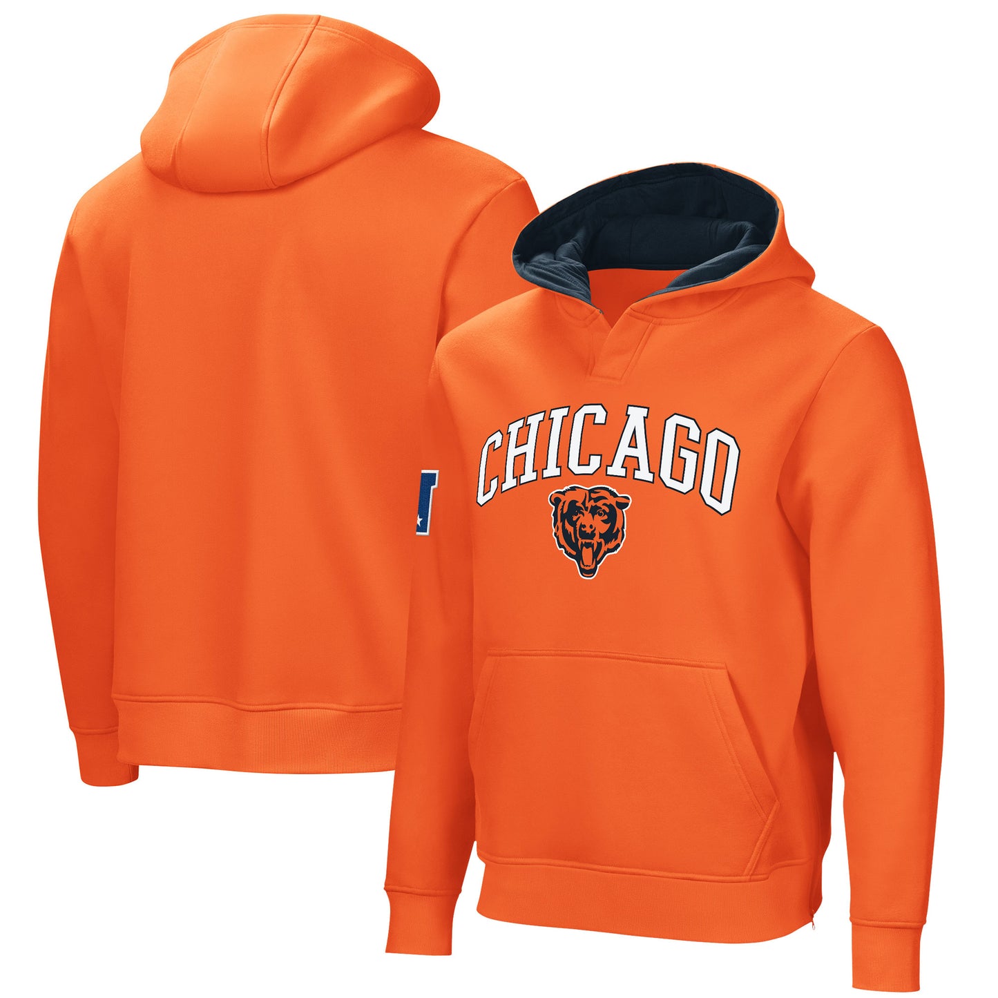 Men's Orange Chicago Bears Linebacker Adaptive Pullover Hoodie