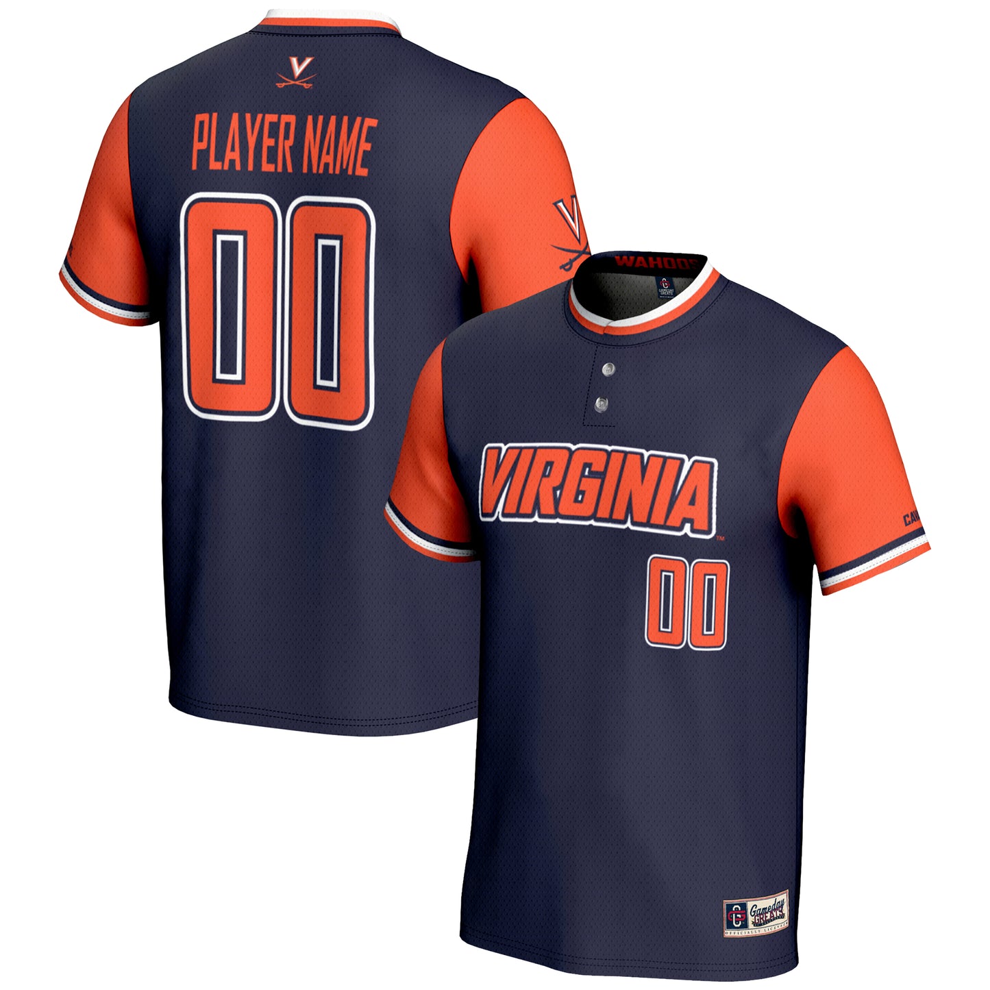 Youth GameDay Greats Navy Virginia Cavaliers NIL Pick-A-Player Lightweight Softball Jersey