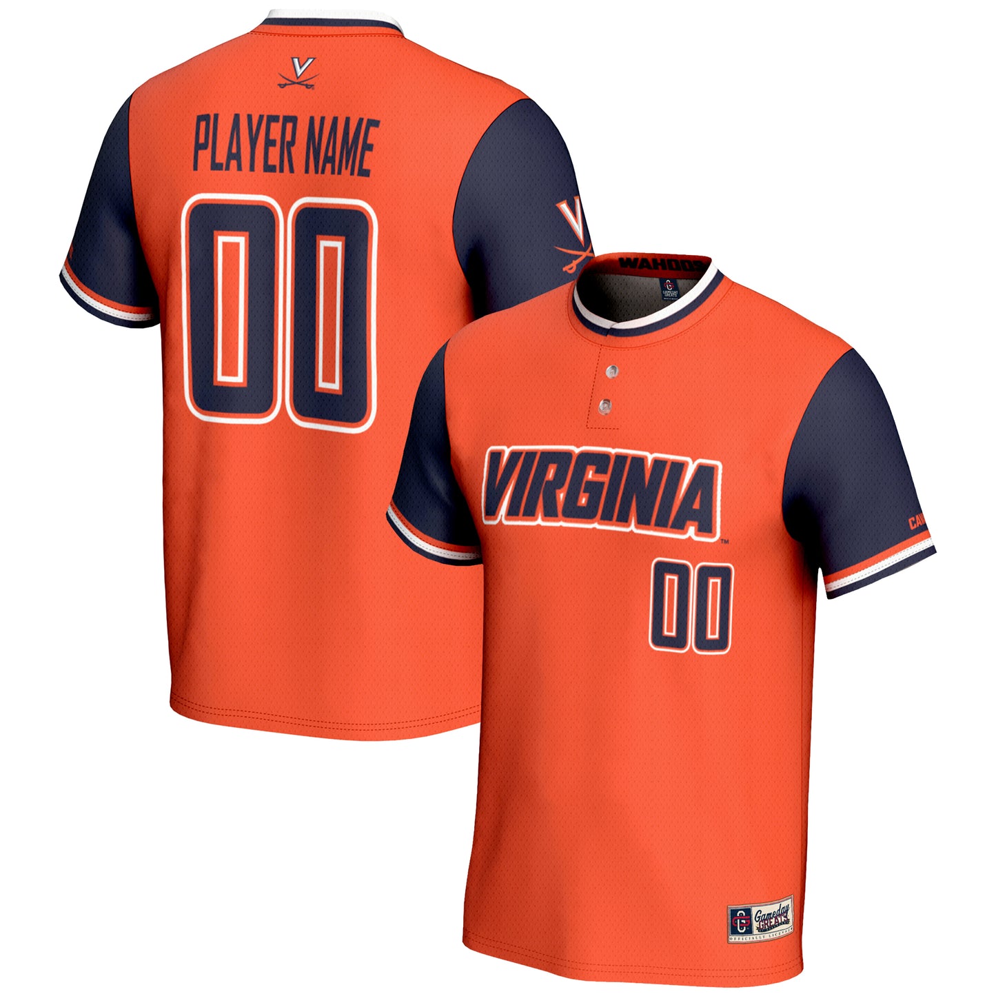 Youth GameDay Greats Orange Virginia Cavaliers NIL Pick-A-Player Lightweight Softball Jersey