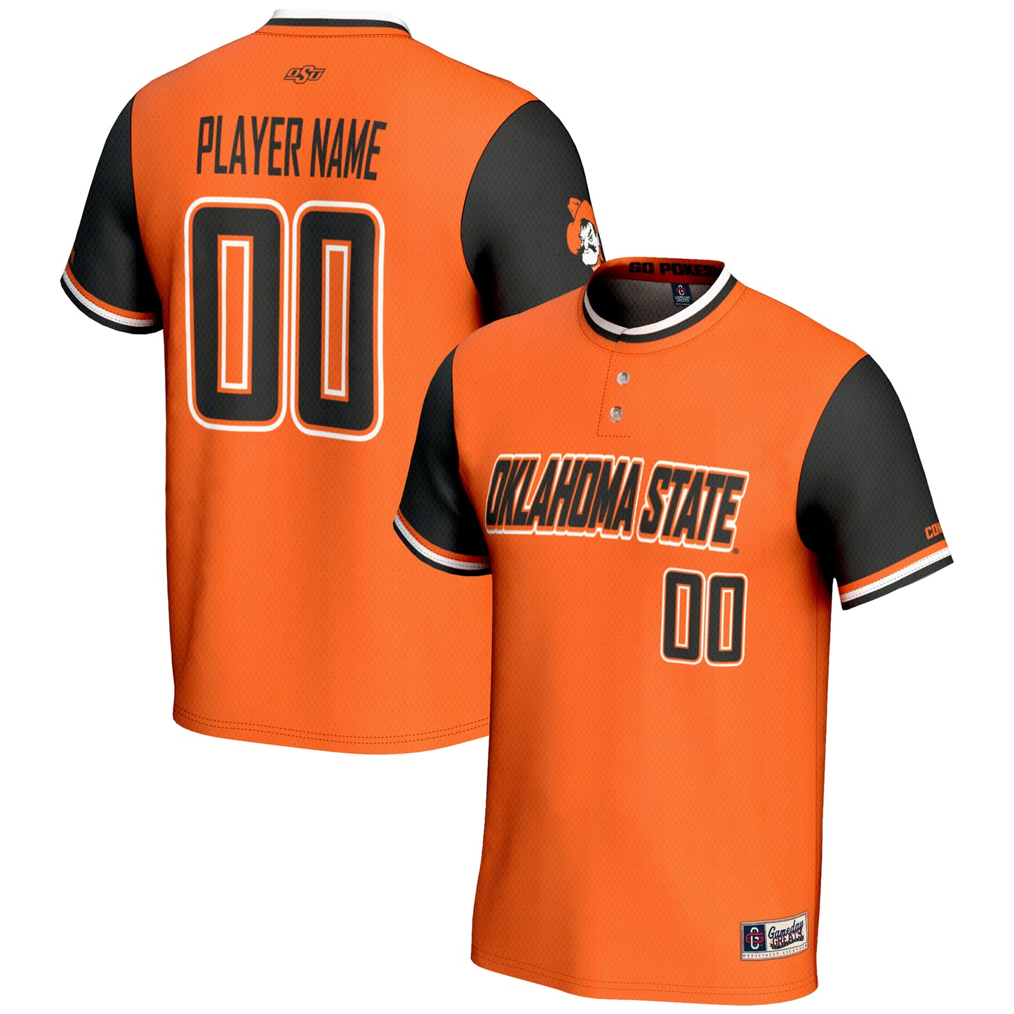 Youth GameDay Greats Orange Oklahoma State Cowboys NIL Pick-A-Player Lightweight Softball Jersey