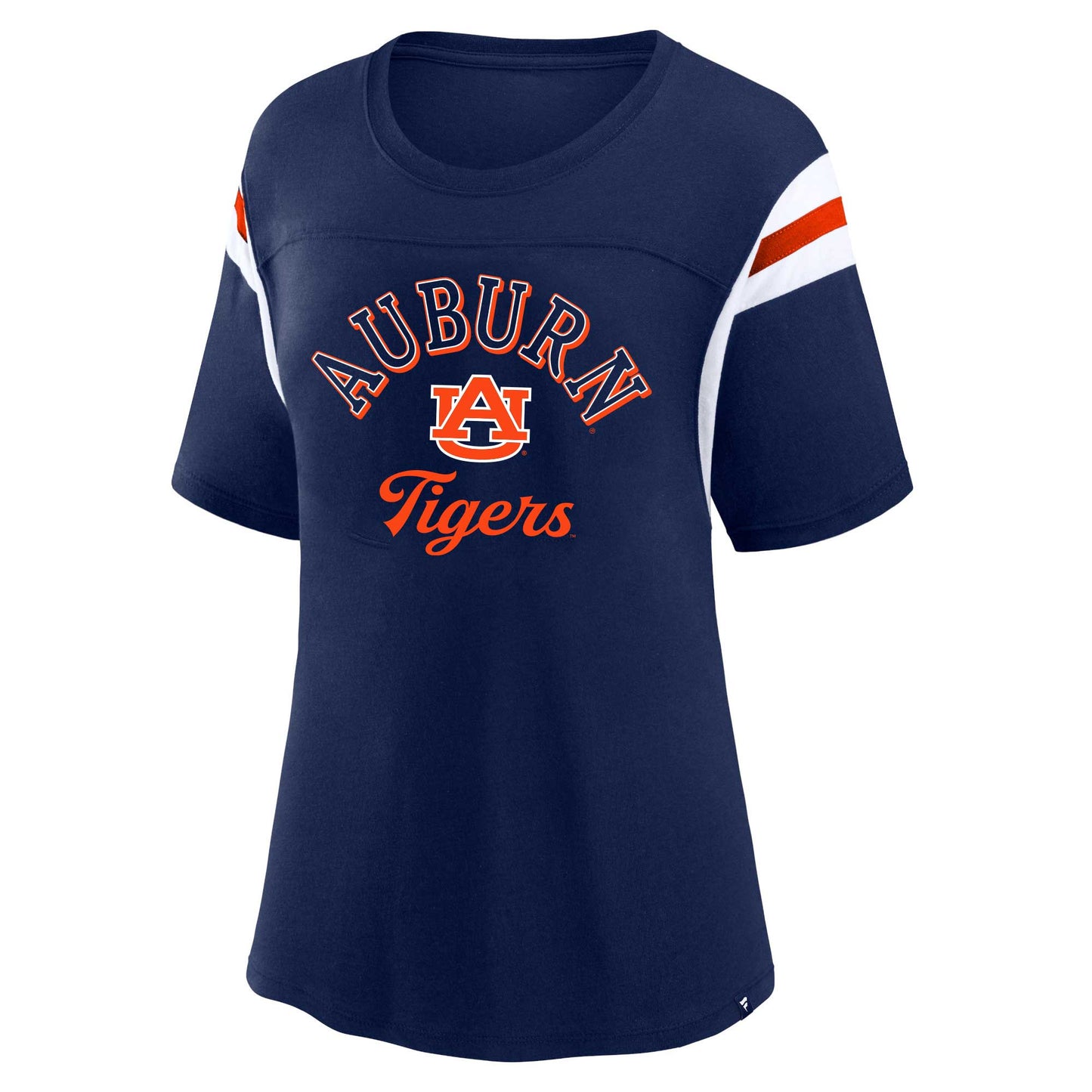 Women's Profile Navy Auburn Tigers Plus Size Striped Tailgate Scoop Neck T-Shirt