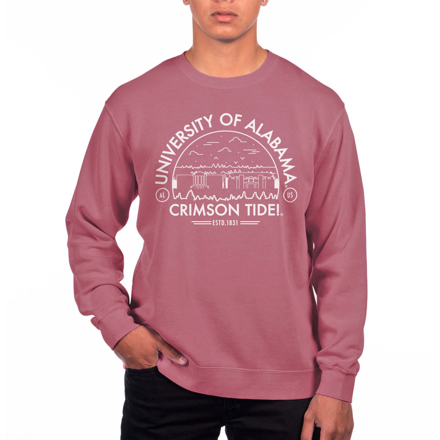 Men's Uscape Apparel Crimson Alabama Crimson Tide Pigment Dyed Fleece Sweatshirt