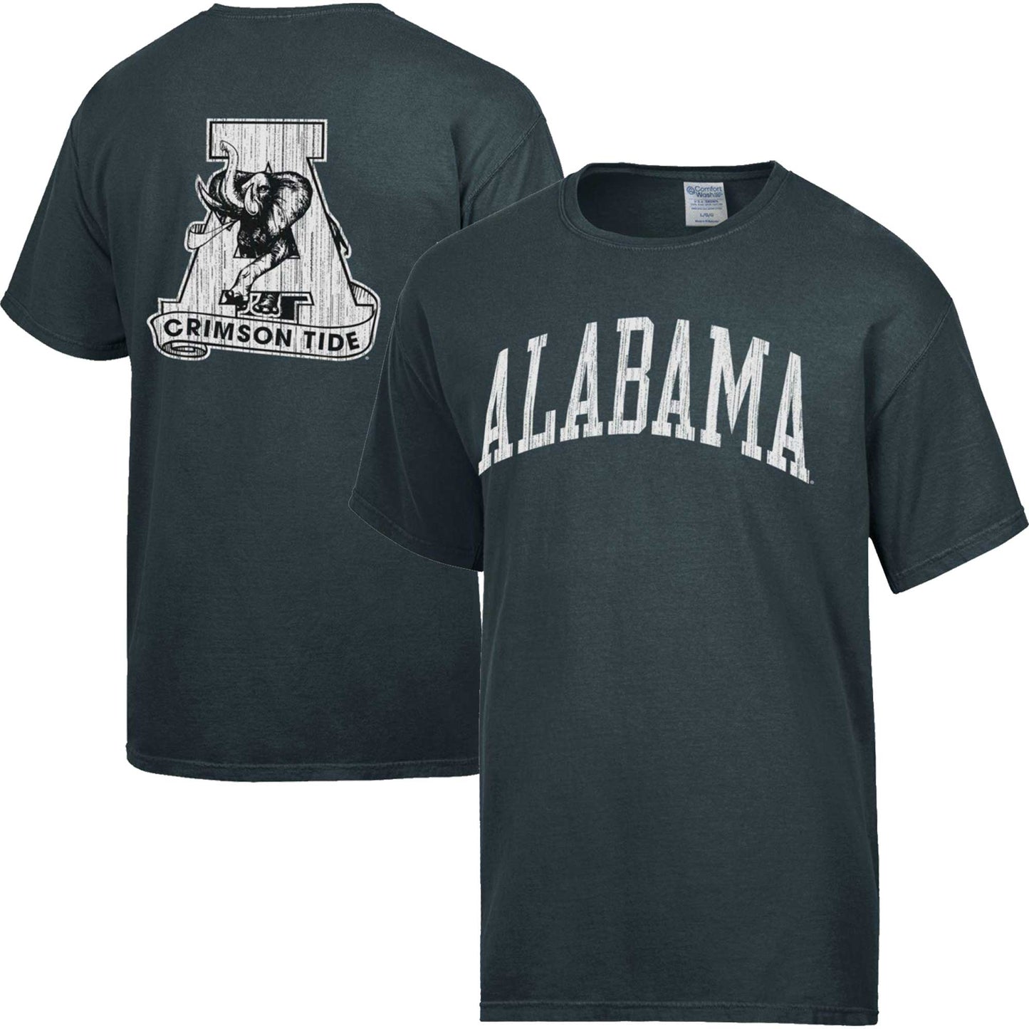 Men's Comfort Wash Charcoal Alabama Crimson Tide Vintage Arch 2-Hit T-Shirt