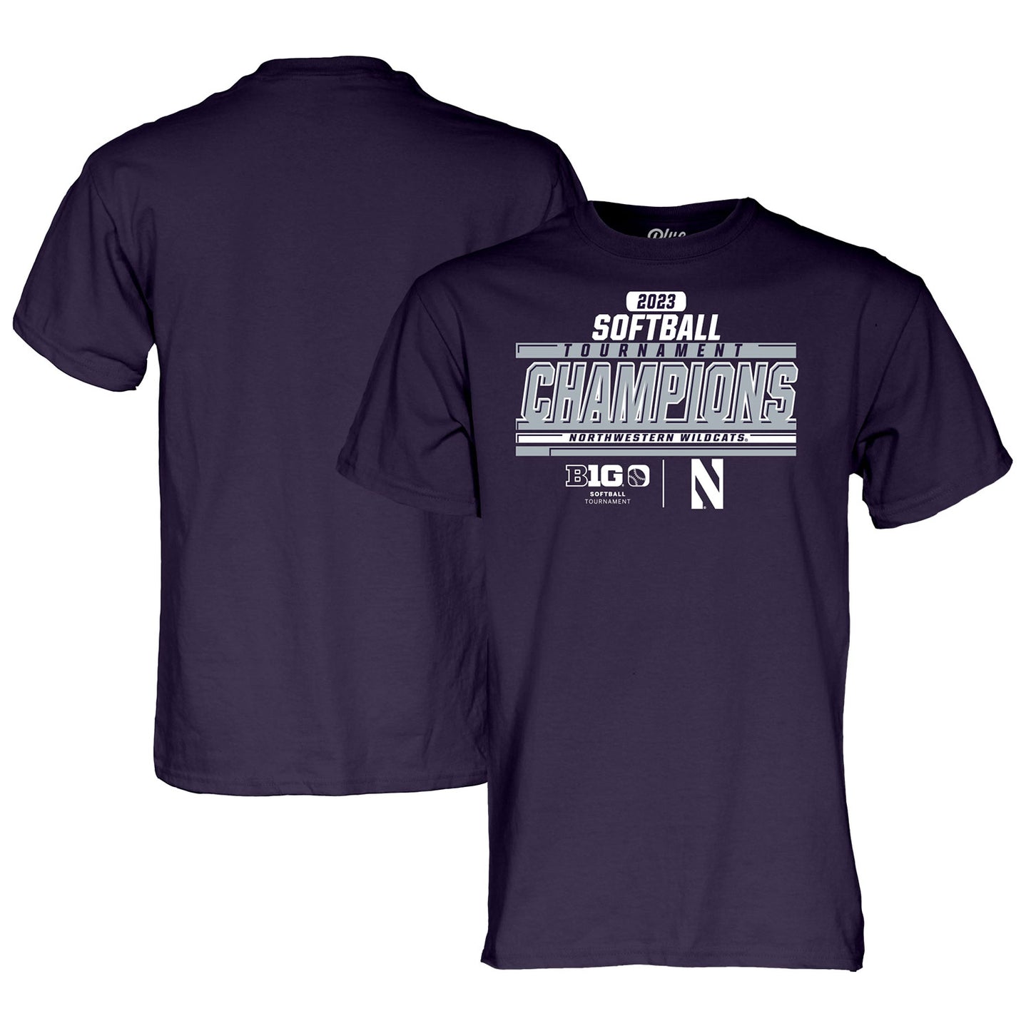 Blue 84 Purple Northwestern Wildcats 2023 NCAA Big Ten Softball Conference Tournament Champions Locker Room T-Shirt