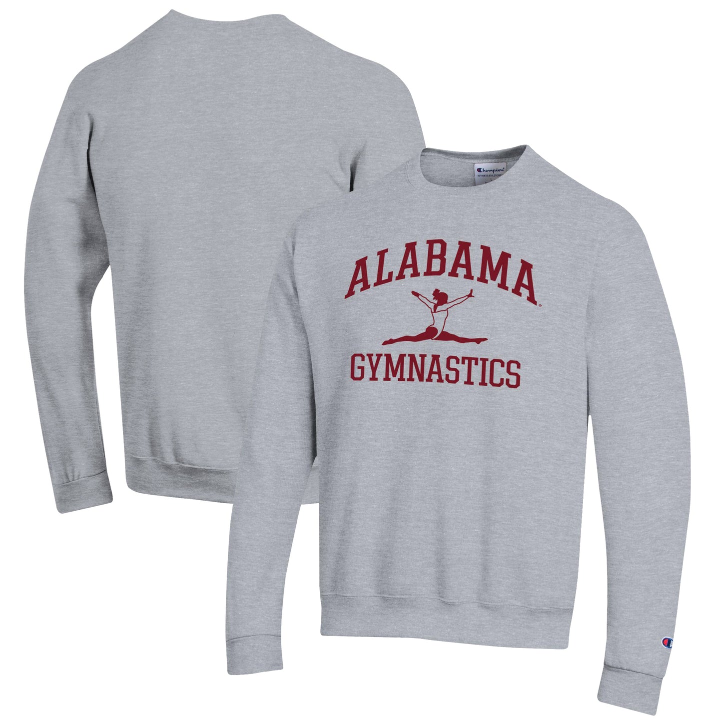 Men's Champion Gray Alabama Crimson Tide Gymnastics Icon Powerblend Pullover Sweatshirt