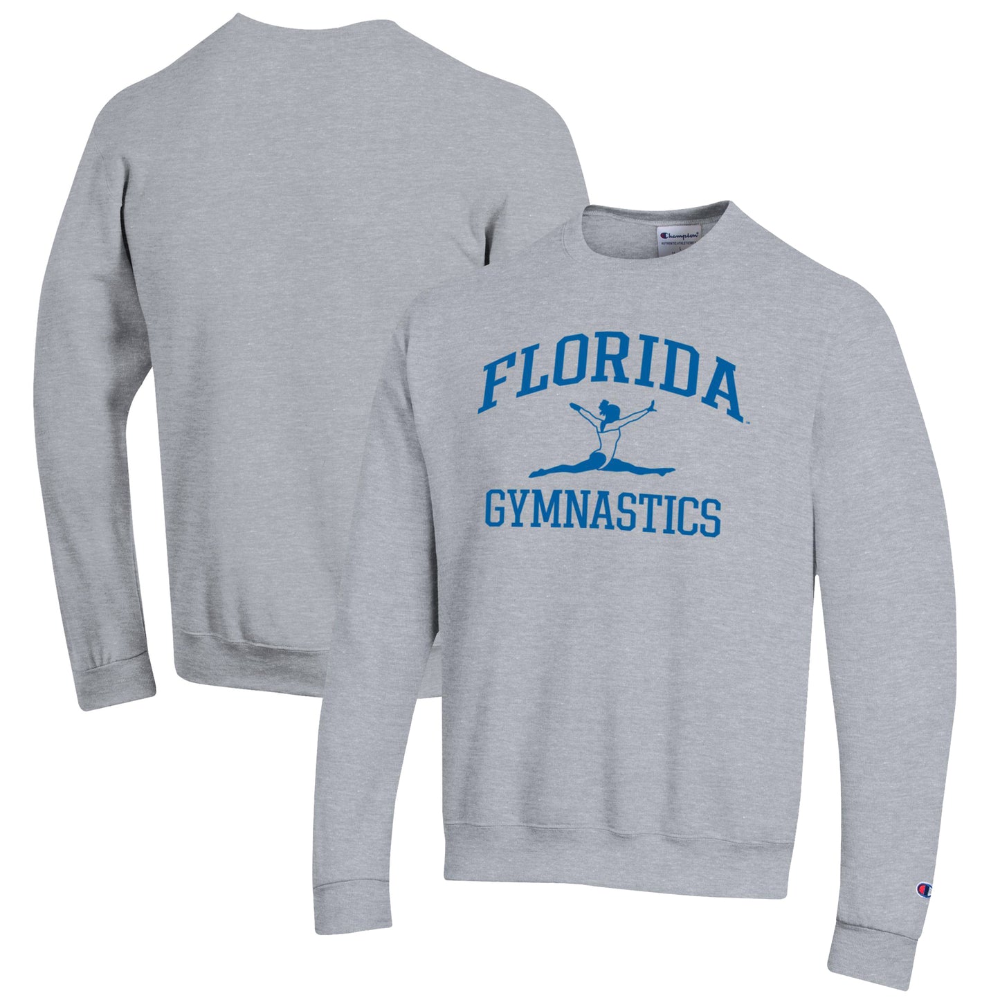 Men's Champion Gray Florida Gators Gymnastics Icon Powerblend Pullover Sweatshirt
