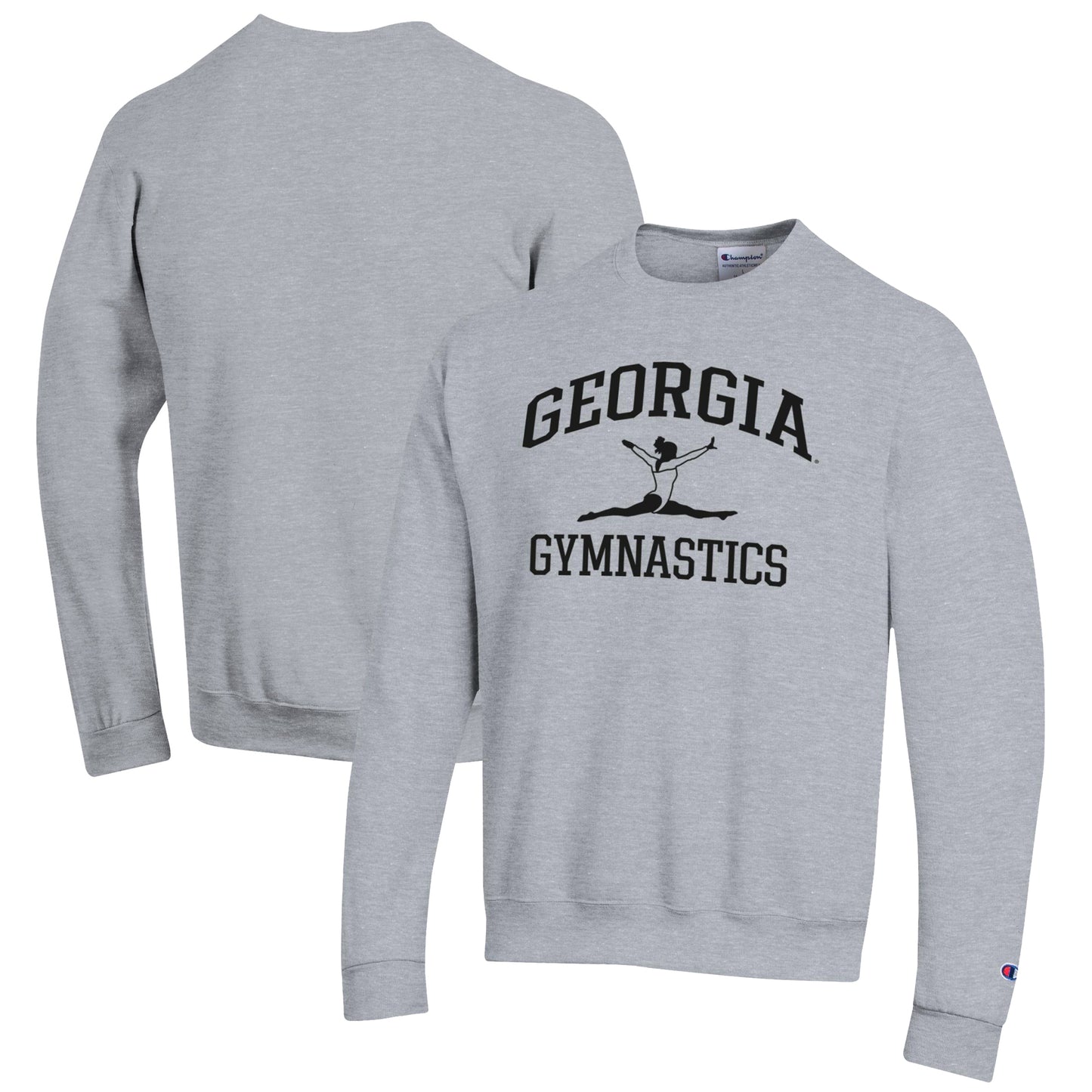 Men's Champion Gray Georgia Bulldogs Gymnastics Icon Powerblend Pullover Sweatshirt