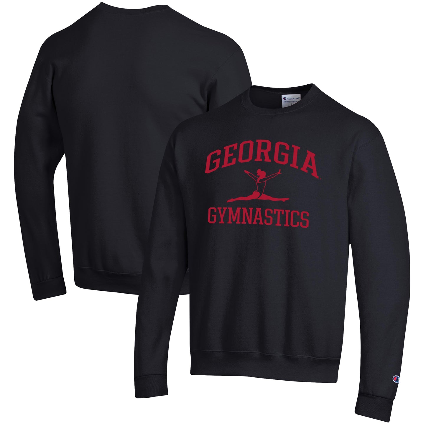 Men's Champion Black Georgia Bulldogs Gymnastics Icon Powerblend Pullover Sweatshirt