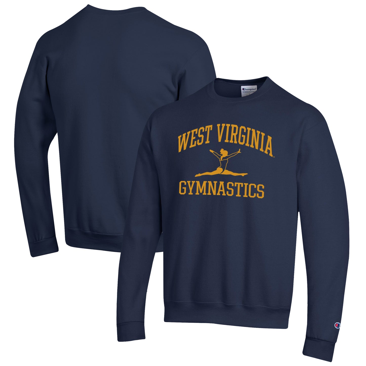 Men's Champion Navy West Virginia Mountaineers Gymnastics Icon Powerblend Pullover Sweatshirt