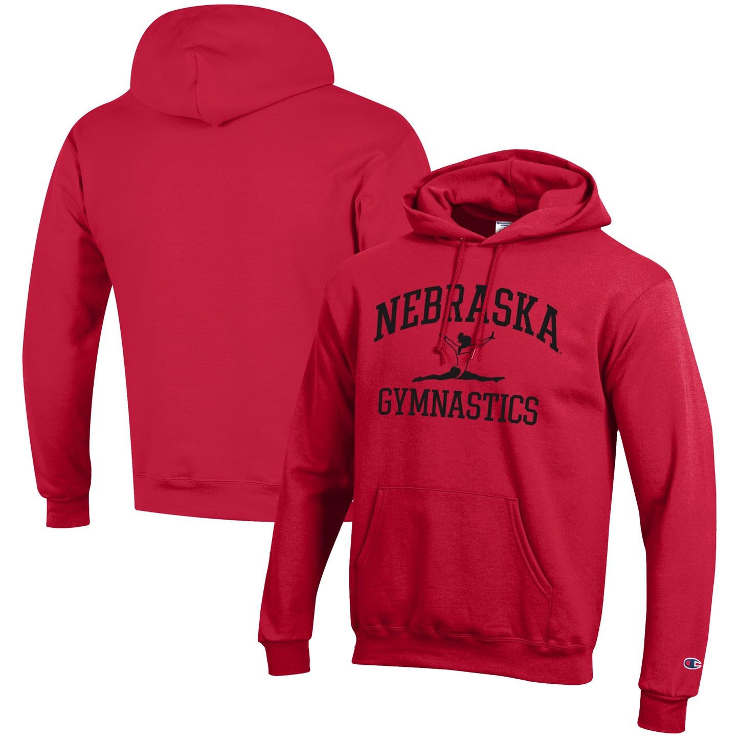 Men's Champion Scarlet Nebraska Huskers Gymnastics Icon Powerblend Pullover Hoodie