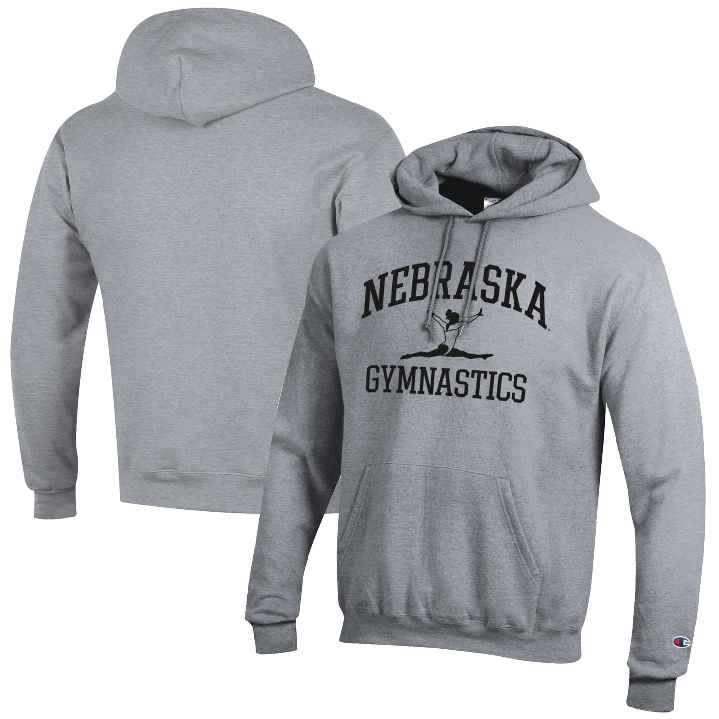 Men's Champion Gray Nebraska Huskers Gymnastics Icon Powerblend Pullover Hoodie