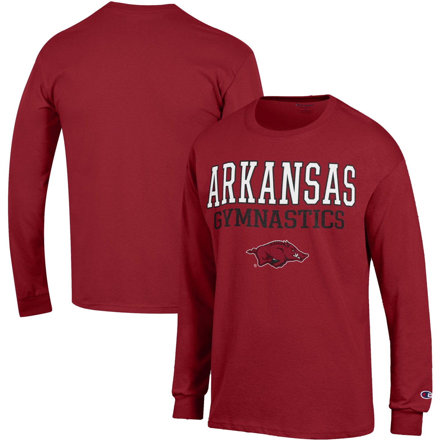 Men's Champion Cardinal Arkansas Razorbacks Gymnastics Stack Long Sleeve T-Shirt