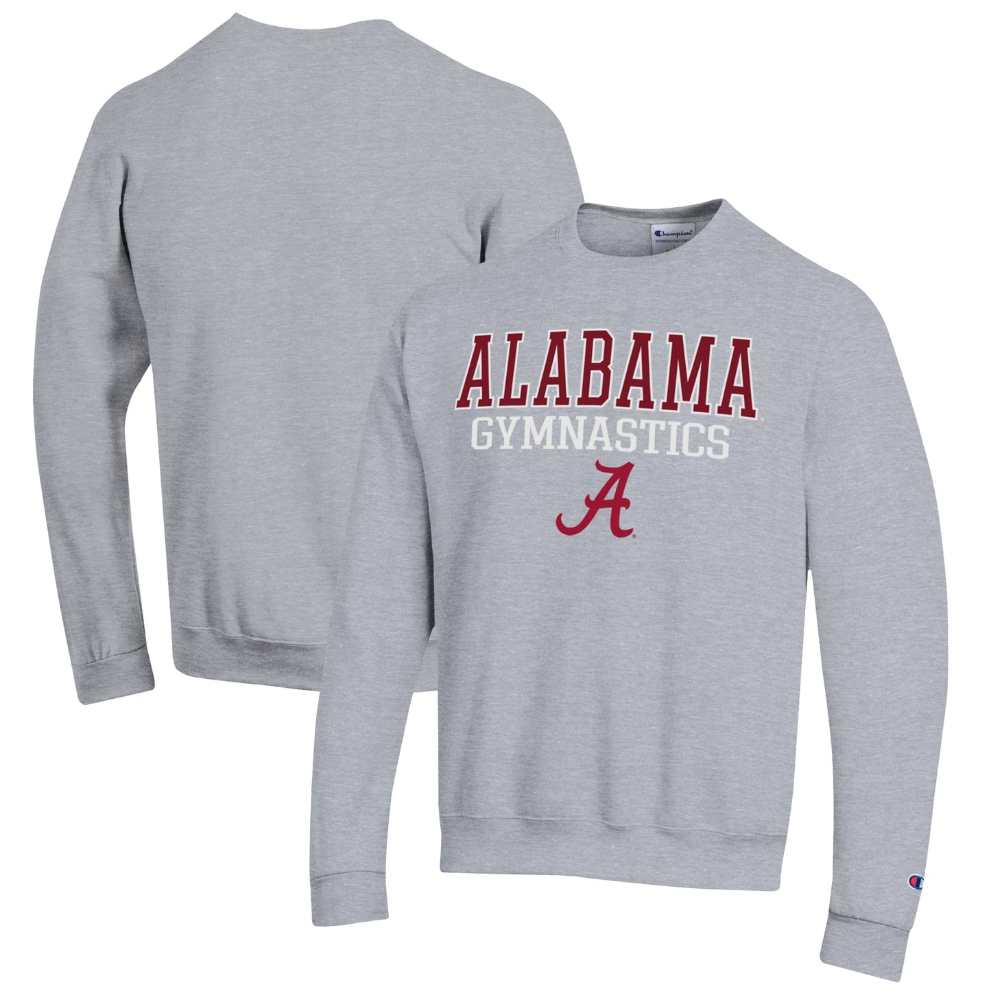Men's Champion Gray Alabama Crimson Tide Gymnastics Stack Powerblend Pullover Sweatshirt