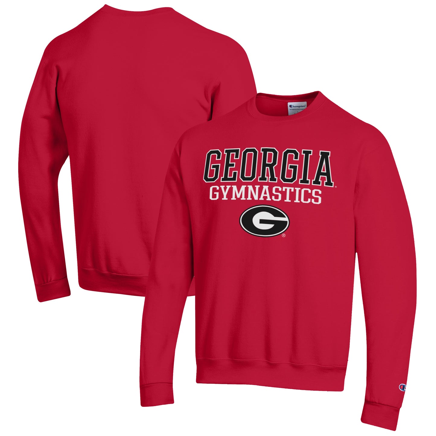 Men's Champion Red Georgia Bulldogs Gymnastics Stack Powerblend Pullover Sweatshirt