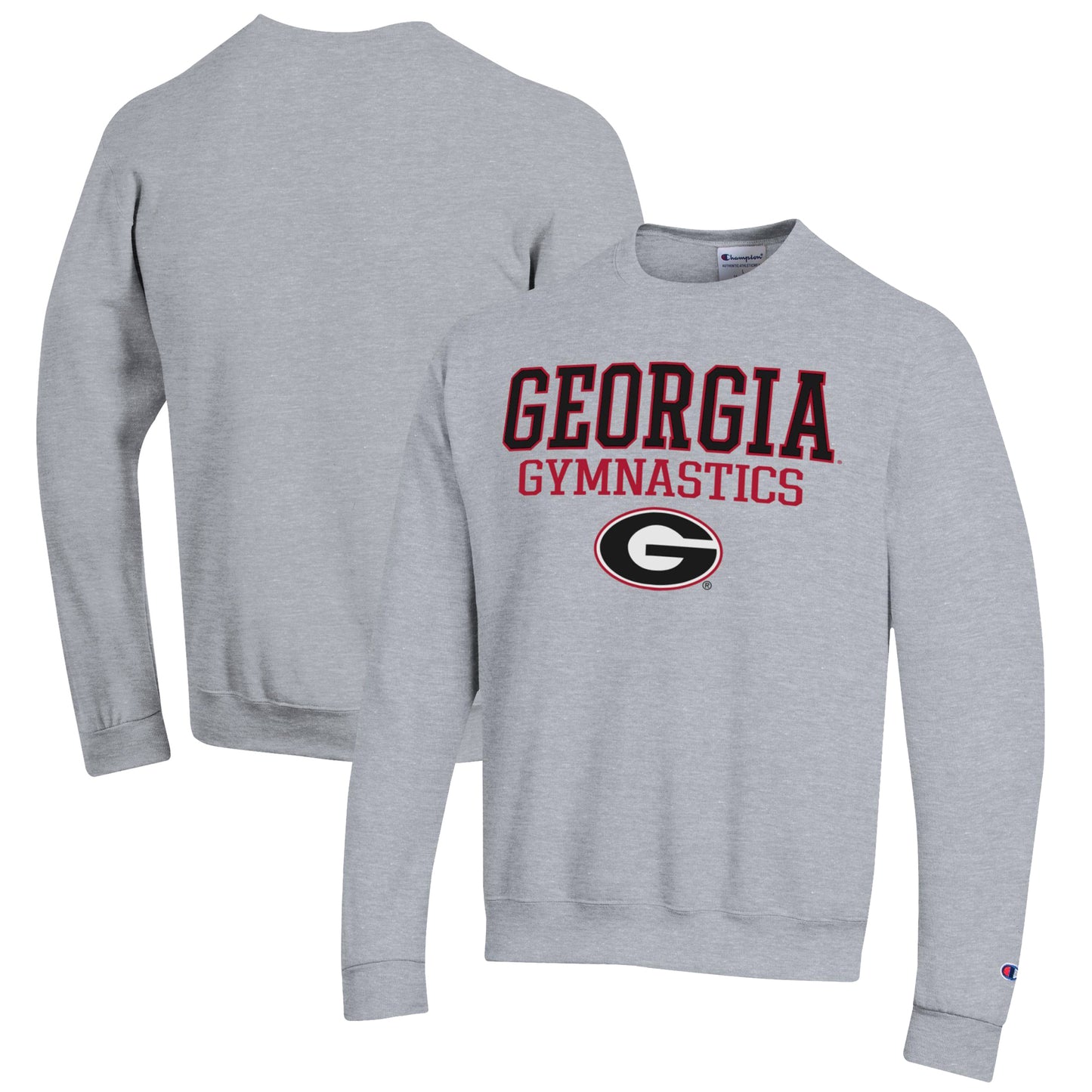 Men's Champion Gray Georgia Bulldogs Gymnastics Stack Powerblend Pullover Sweatshirt