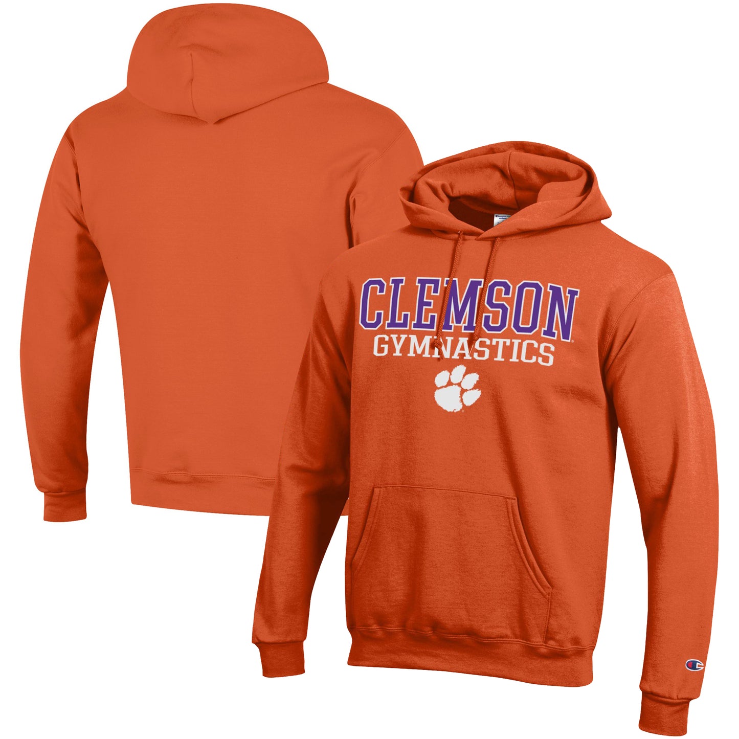 Men's Champion Orange Clemson Tigers Gymnastics Stack Powerblend Pullover Hoodie