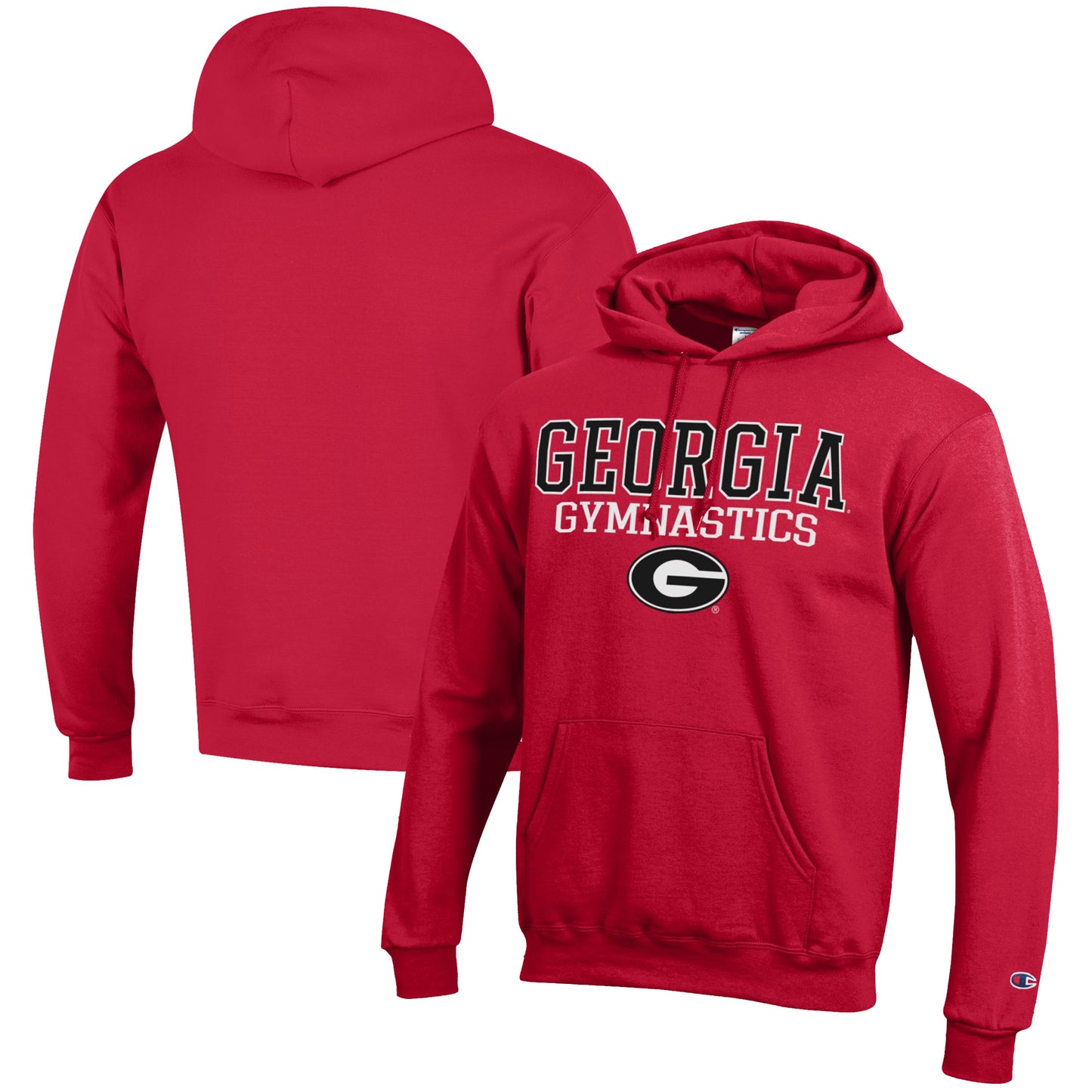 Men's Champion Red Georgia Bulldogs Gymnastics Stack Powerblend Pullover Hoodie