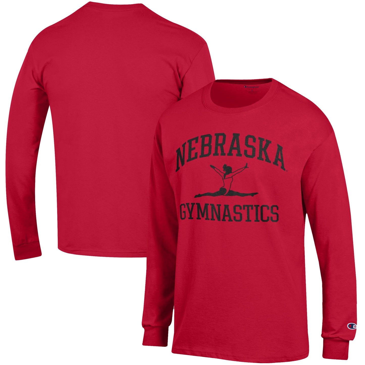 Men's Champion Scarlet Nebraska Huskers Gymnastics Icon Long Sleeve T-Shirt