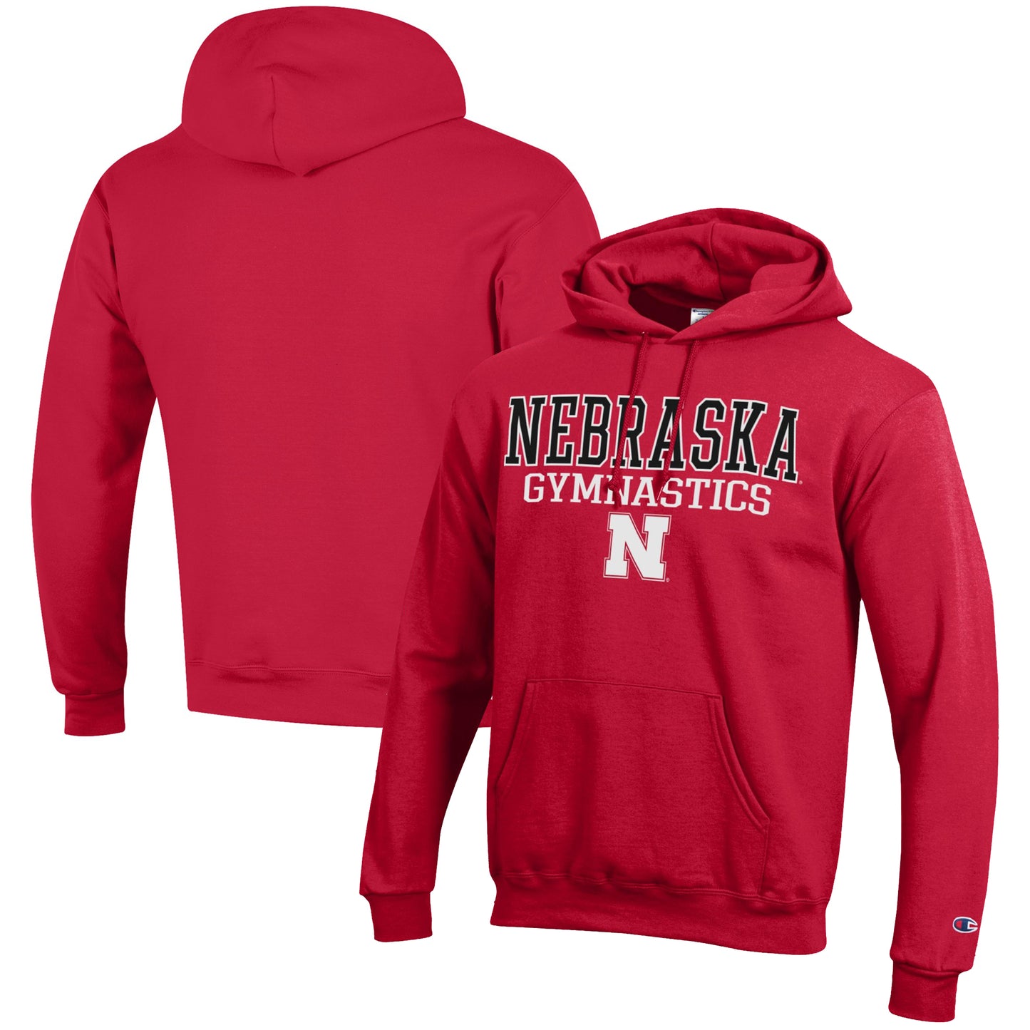 Men's Champion Scarlet Nebraska Huskers Gymnastics Stack Powerblend Pullover Hoodie