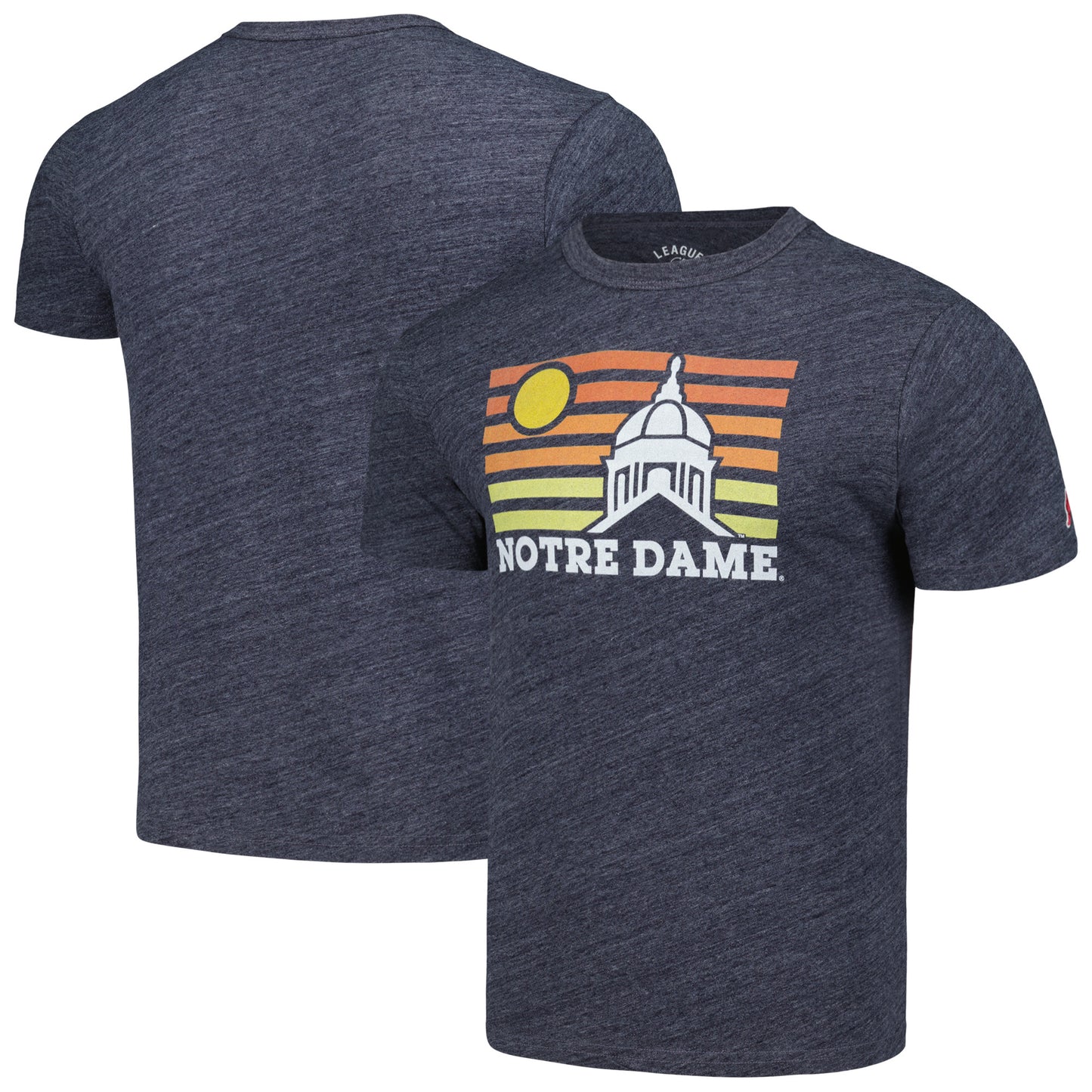 Men's League Collegiate Wear Heather Navy Notre Dame Fighting Irish Hyper Local Victory Falls Tri-Blend T-Shirt