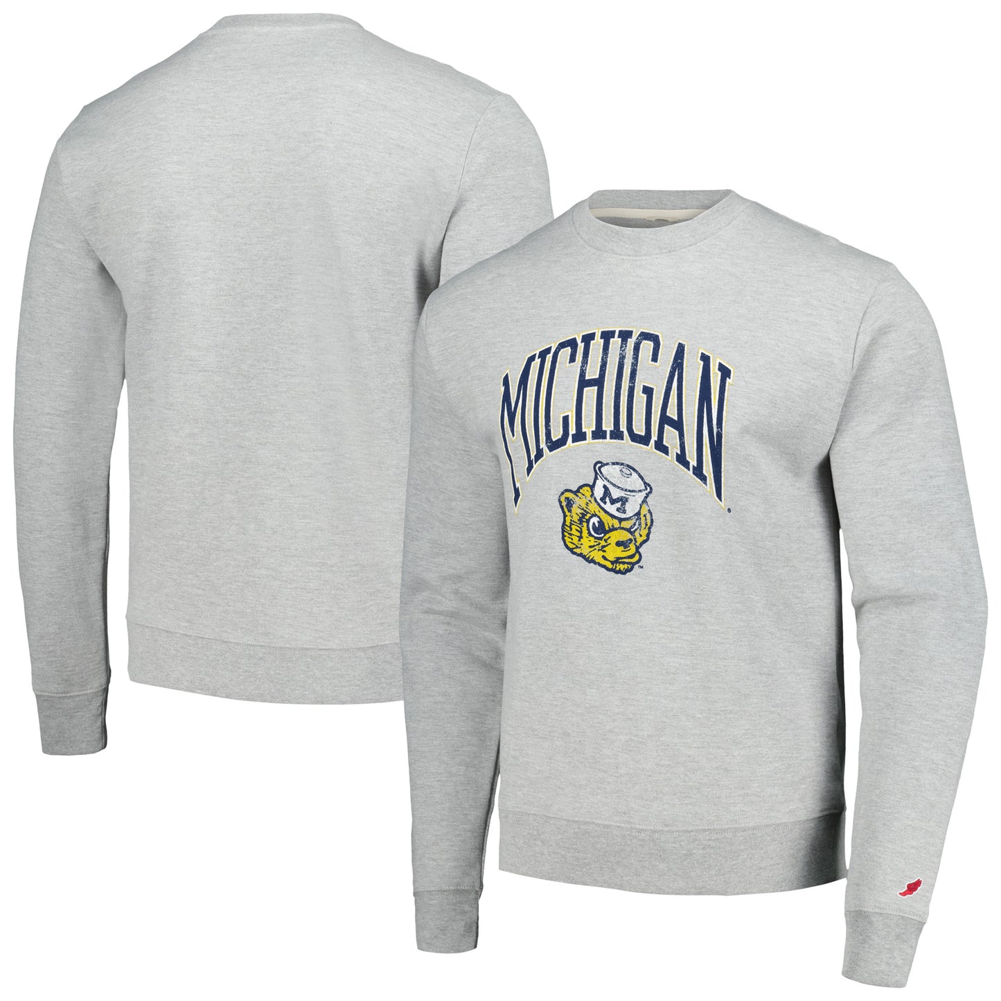 Men's League Collegiate Wear Heather Gray Michigan Wolverines Tall Arch Essential Pullover Sweatshirt