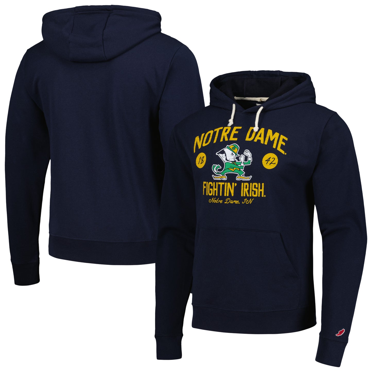 Men's League Collegiate Wear Navy Notre Dame Fighting Irish Bendy Arch Essential Pullover Hoodie