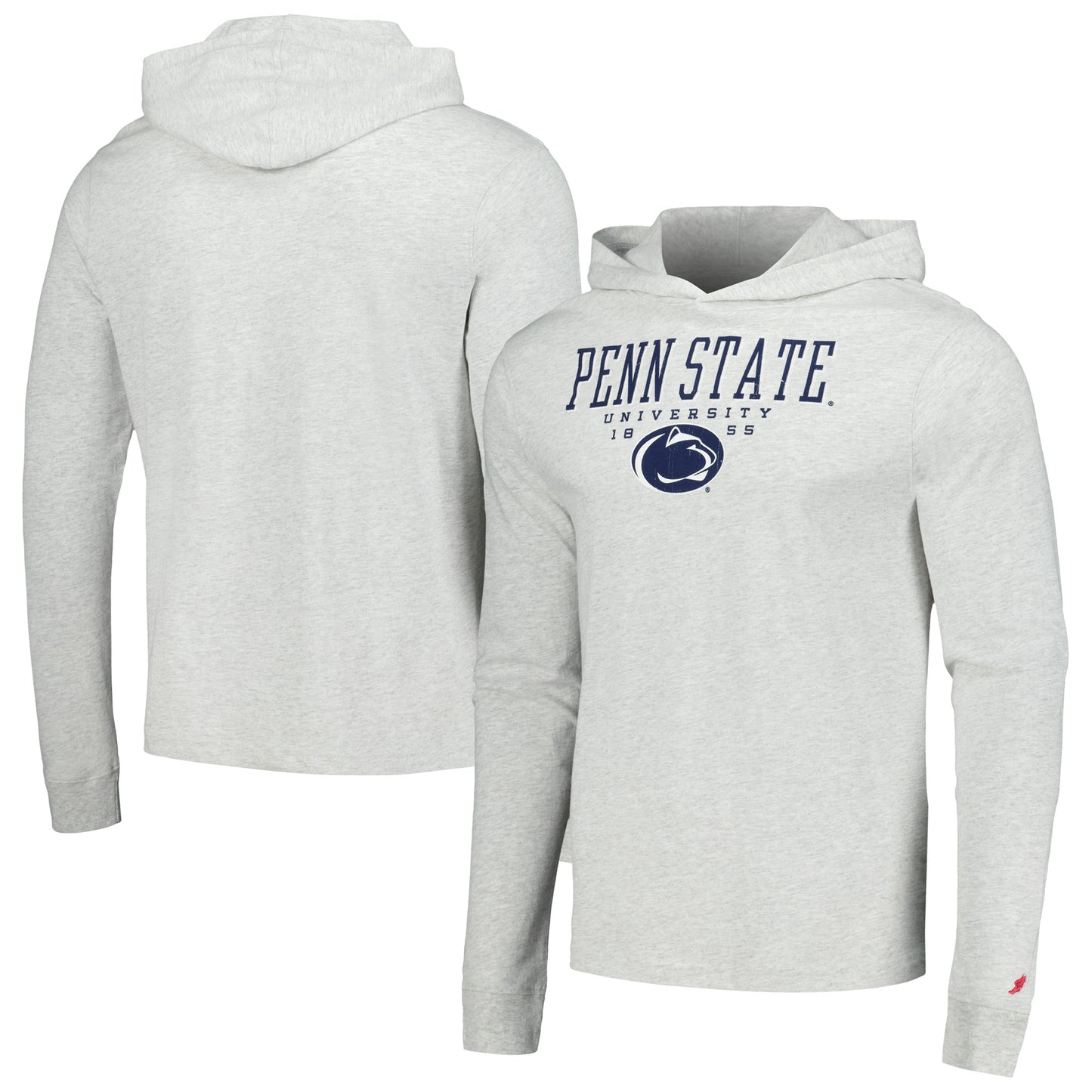Men's League Collegiate Wear Ash Penn State Nittany Lions Team Stack Tumble Long Sleeve Hooded T-Shirt