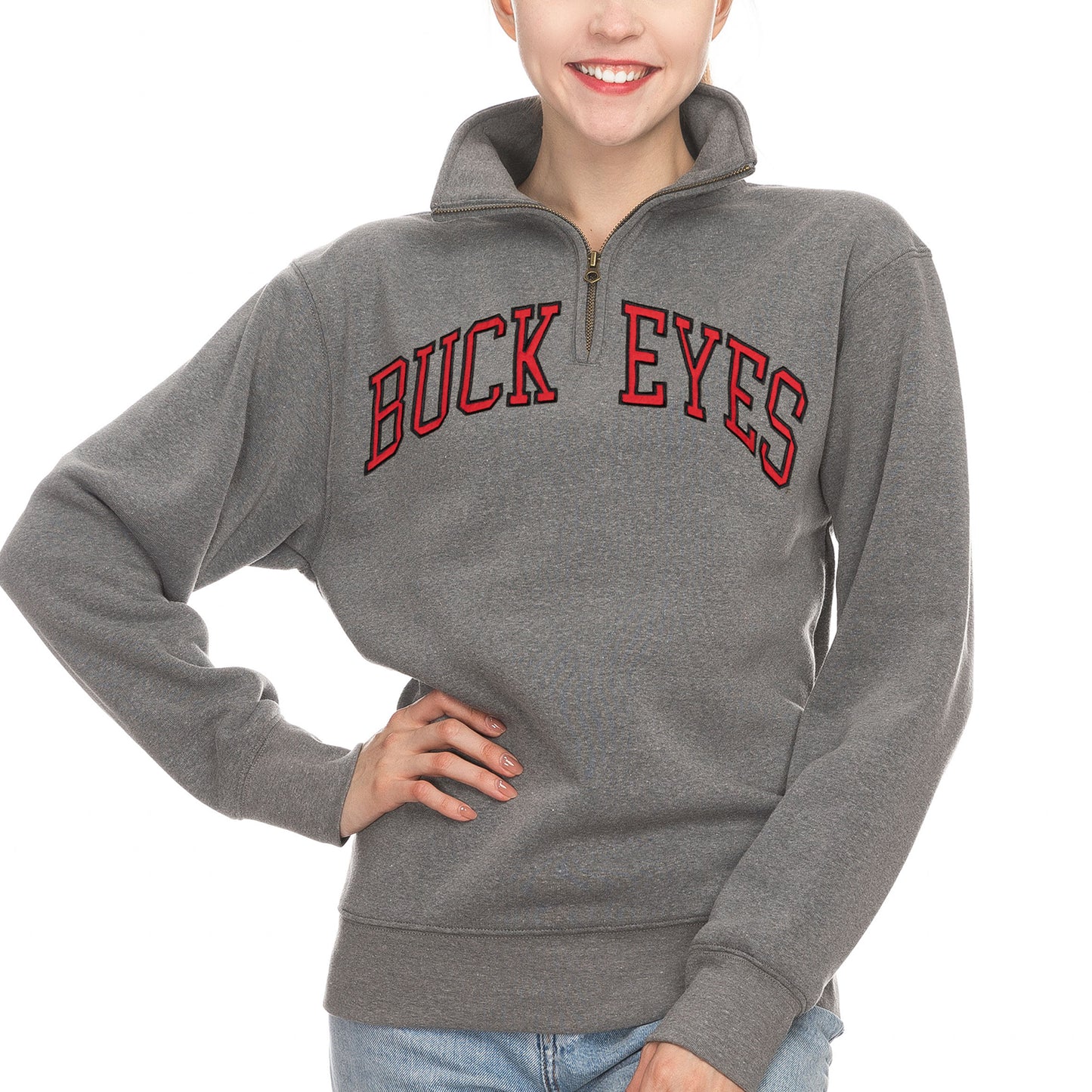 Women's ZooZatz Charcoal Ohio State Buckeyes Fleece Quarter-Zip Pullover Top