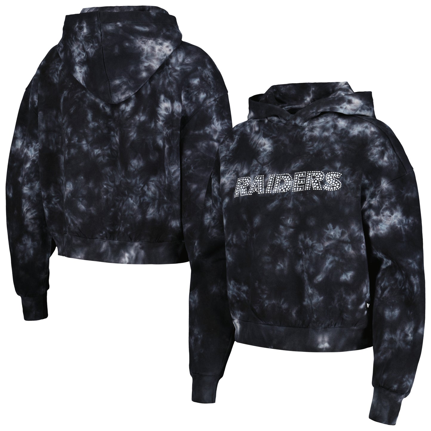 Women's The Wild Collective Black Las Vegas Raiders Tie-Dye Cropped Pullover Hoodie