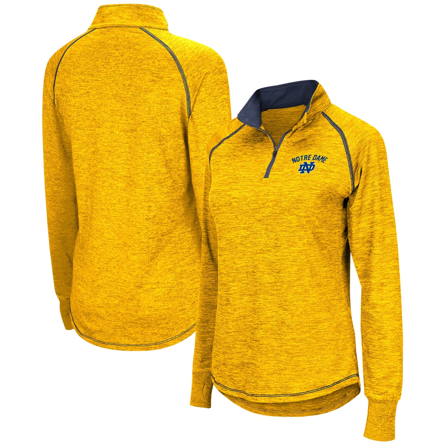 Women's Colosseum Gold Notre Dame Fighting Irish Bikram Raglan Quarter-Zip Top