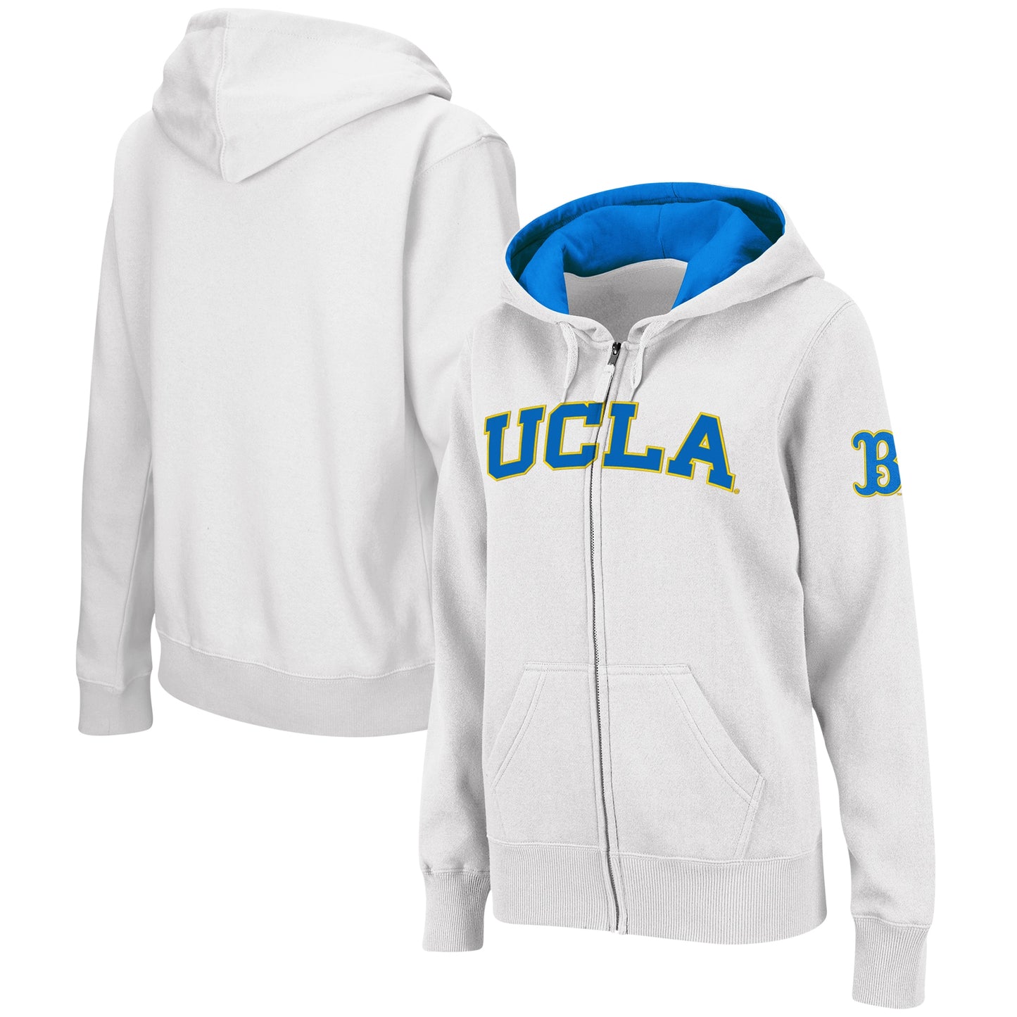 Women's Colosseum White UCLA Bruins Arched Name Full-Zip Hoodie