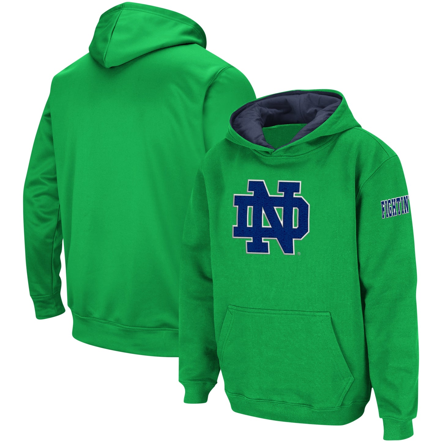 Youth Colosseum Green Notre Dame Fighting Irish Big Logo Pullover Hoodie